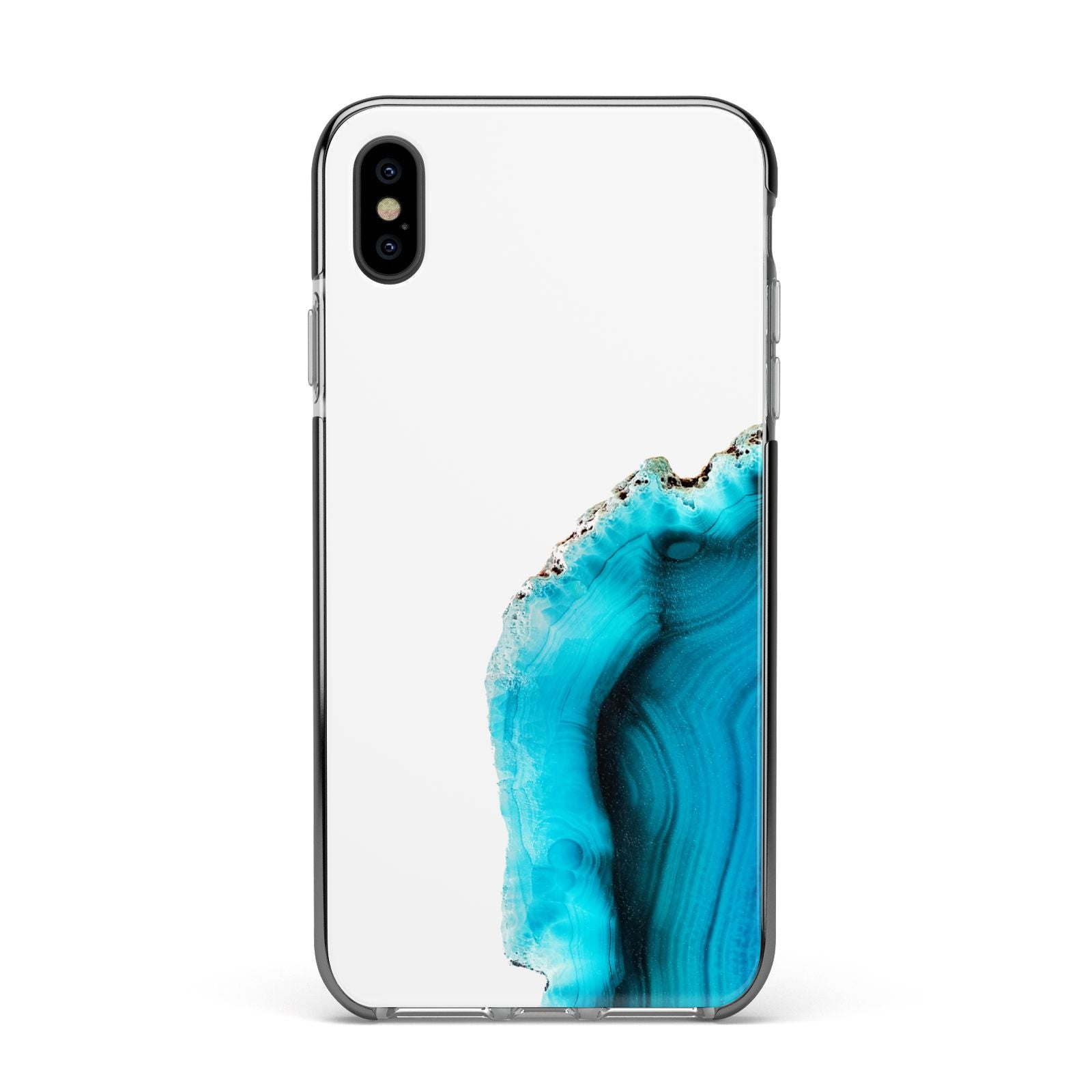 Agate Blue Turquoise Apple iPhone Xs Max Impact Case Black Edge on Black Phone