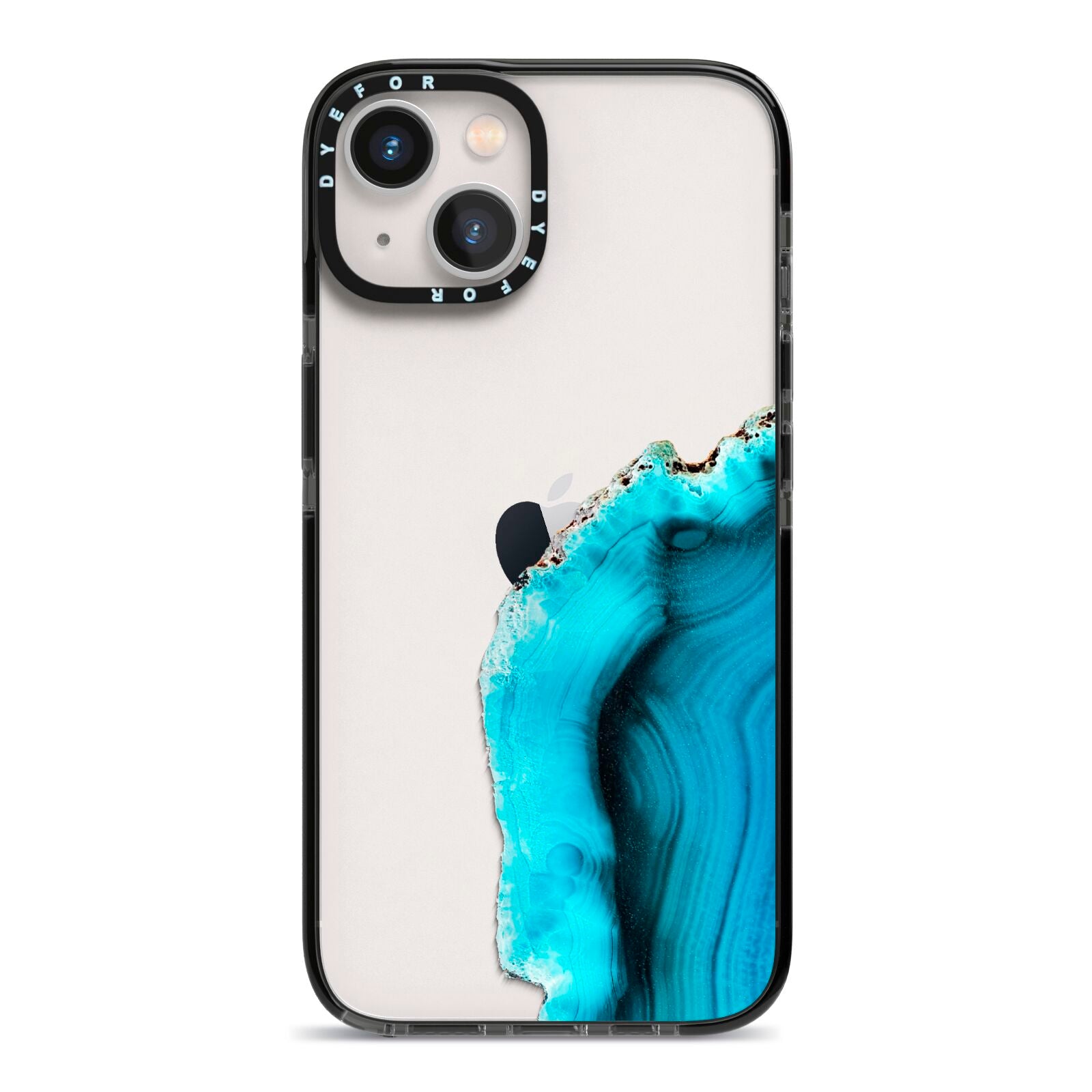 Agate Blue Turquoise iPhone 13 Black Impact Case on Silver phone