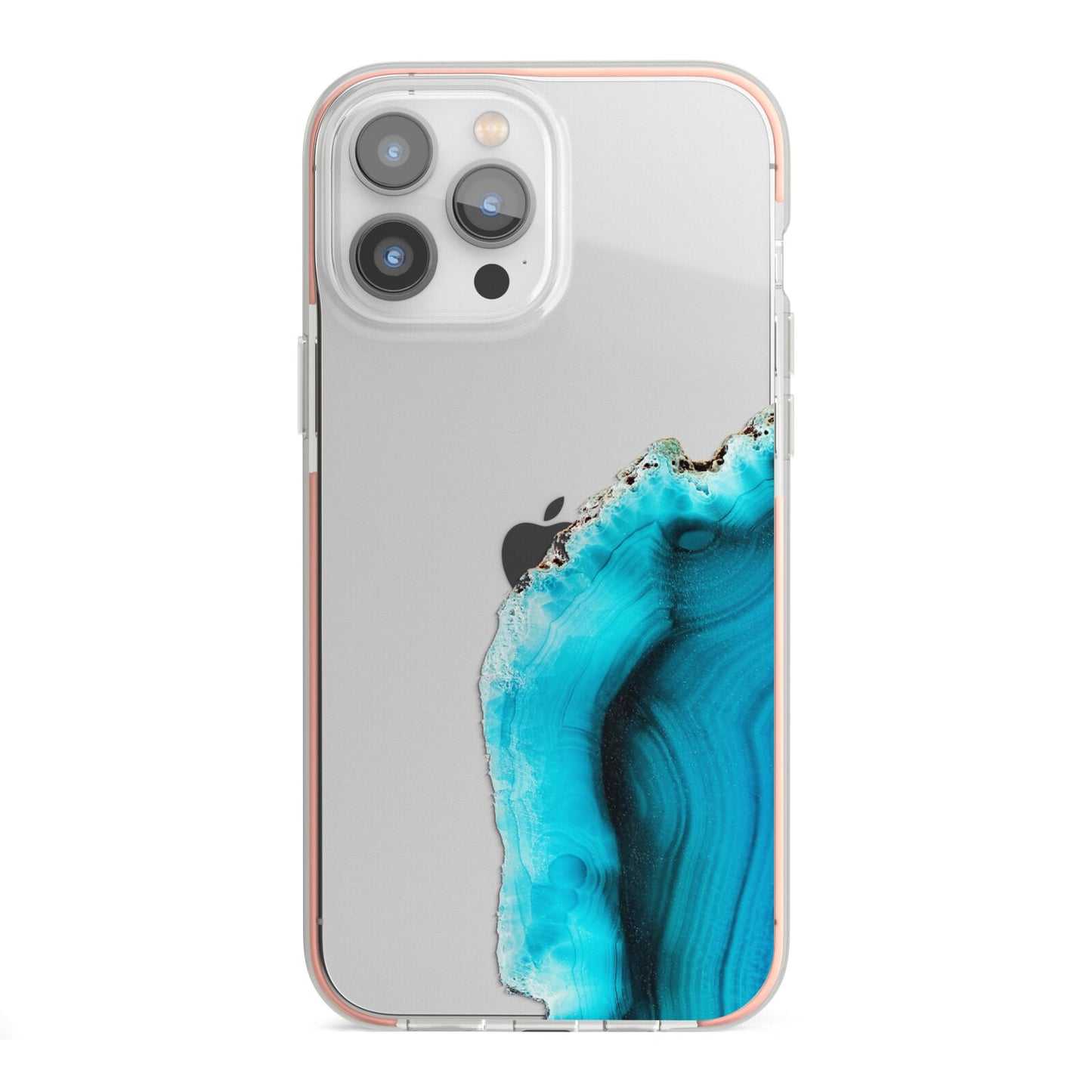 Agate Blue Turquoise iPhone 13 Pro Max TPU Impact Case with Pink Edges