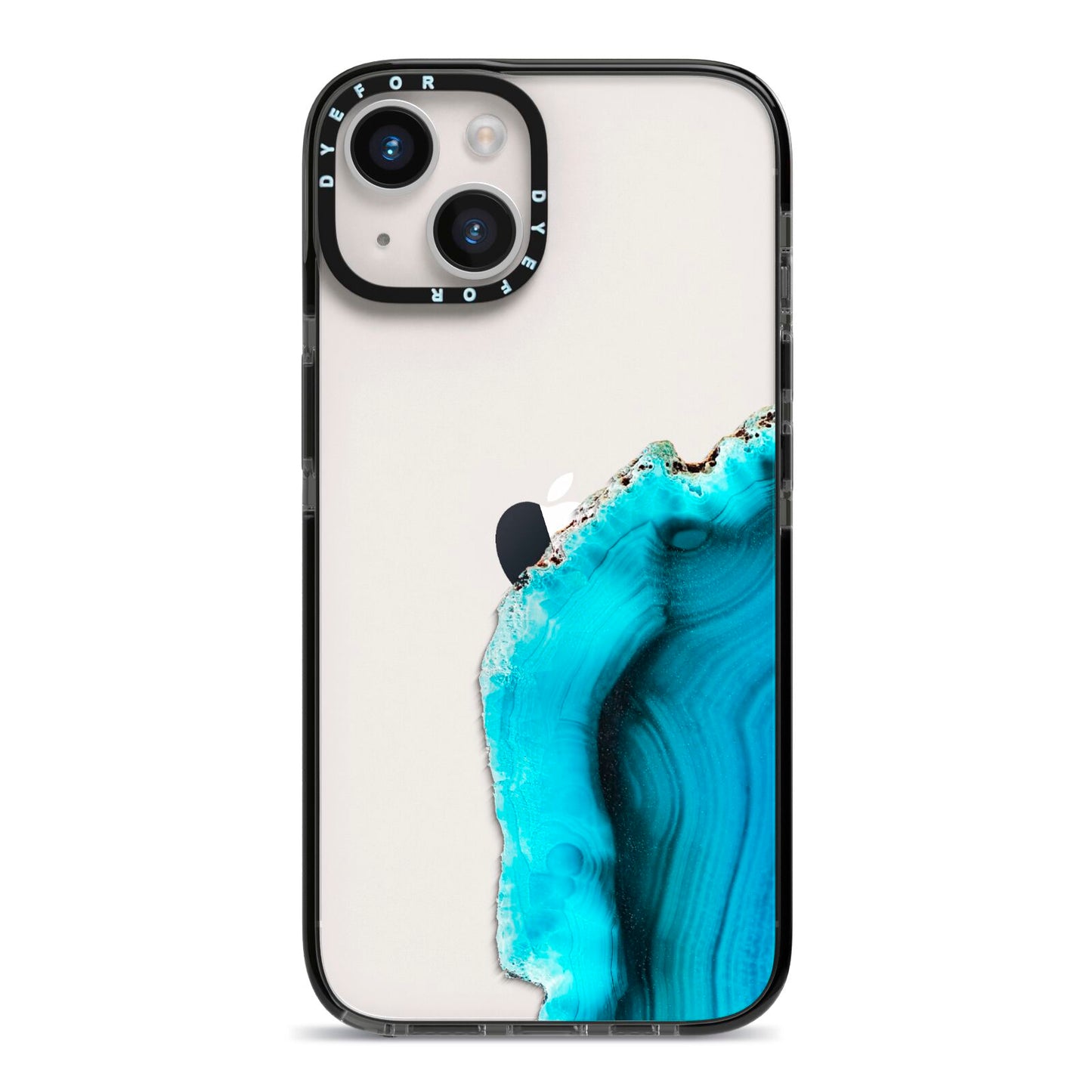 Agate Blue Turquoise iPhone 14 Black Impact Case on Silver phone