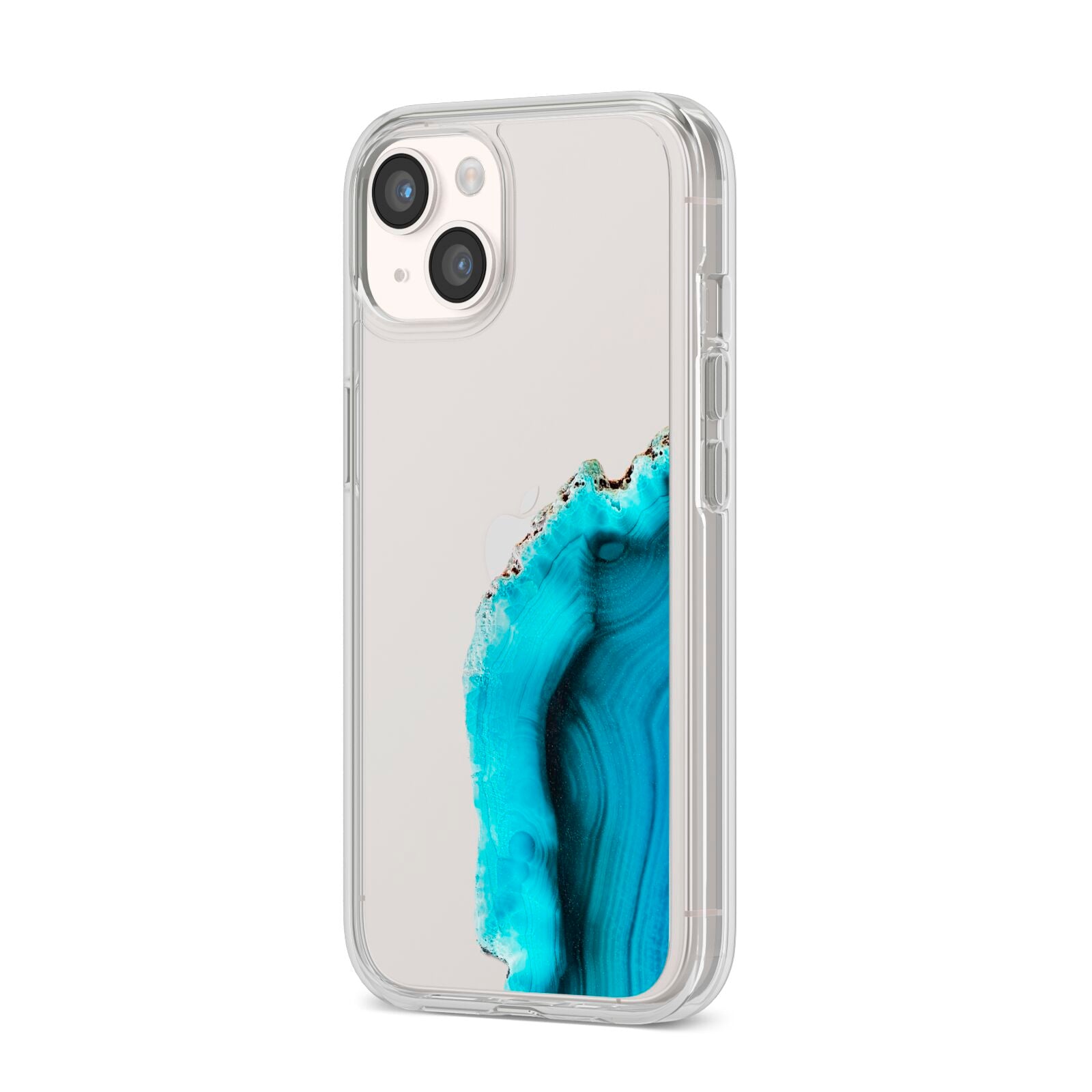 Agate Blue Turquoise iPhone 14 Clear Tough Case Starlight Angled Image