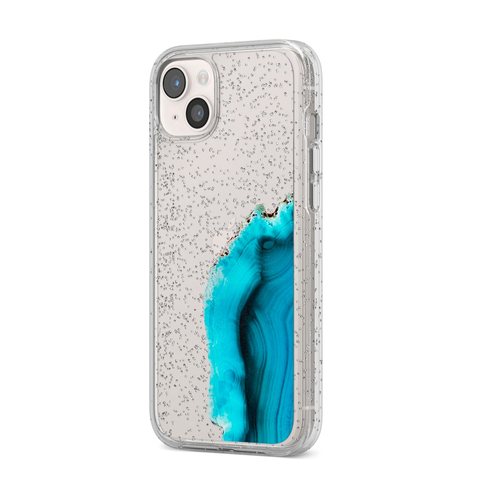 Agate Blue Turquoise iPhone 14 Plus Glitter Tough Case Starlight Angled Image