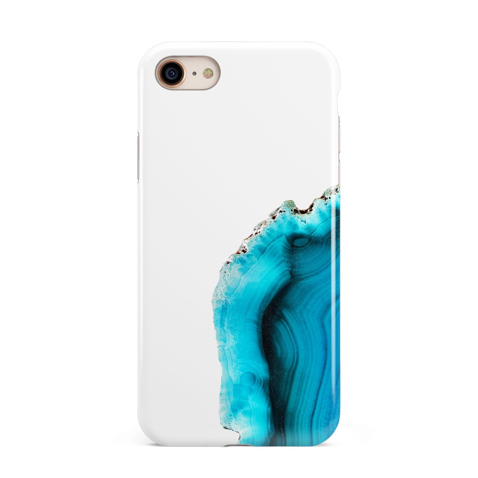 Agate Blue Turquoise iPhone 8 3D Tough Case on Gold Phone