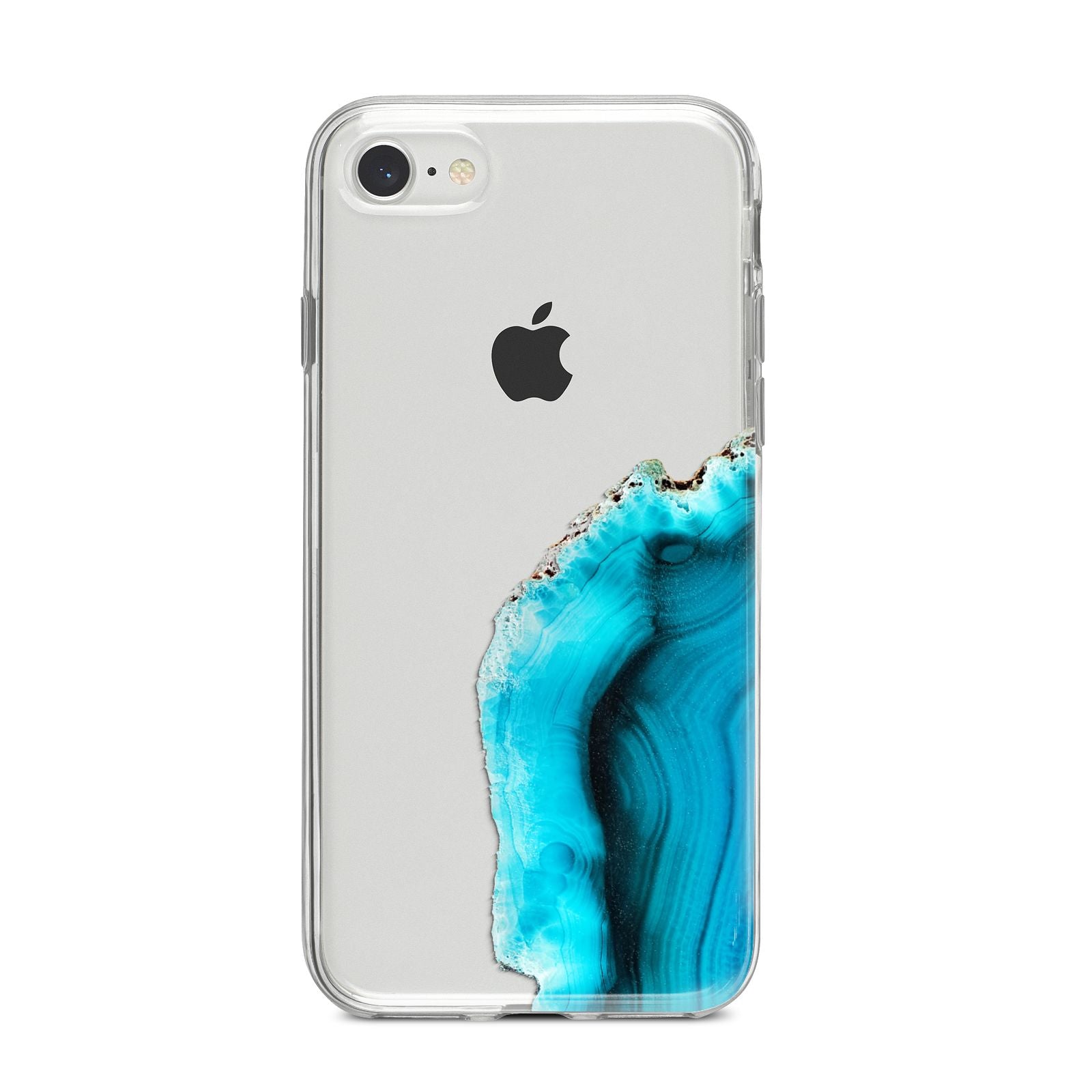 Agate Blue Turquoise iPhone 8 Bumper Case on Silver iPhone