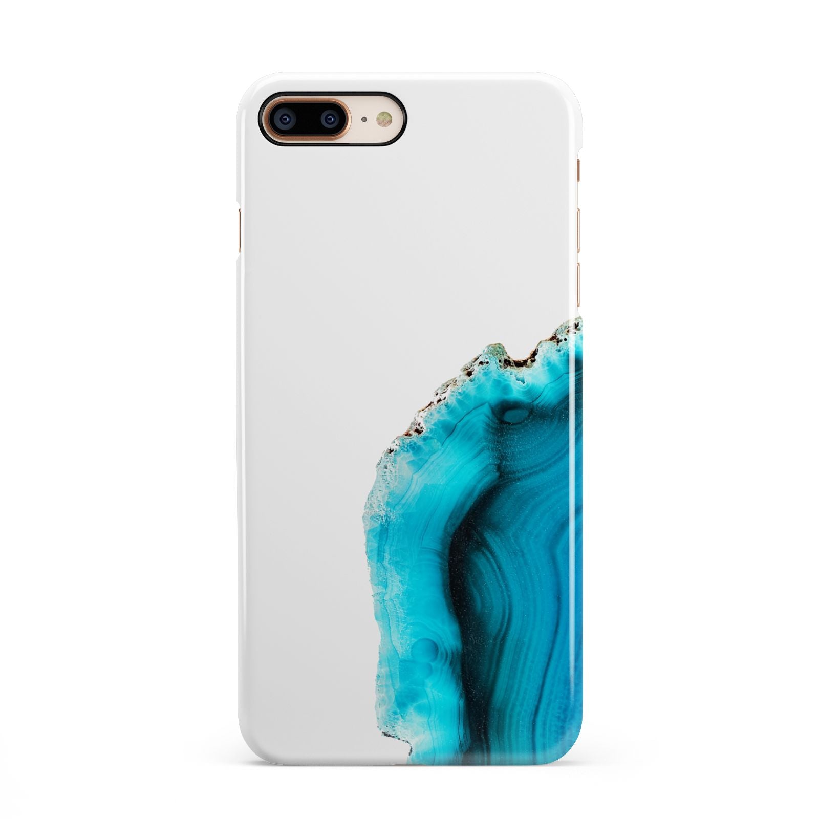 Agate Blue Turquoise iPhone 8 Plus 3D Snap Case on Gold Phone