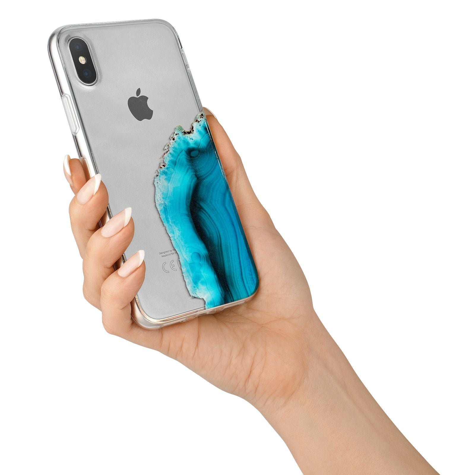 Agate Blue Turquoise iPhone X Bumper Case on Silver iPhone Alternative Image 2