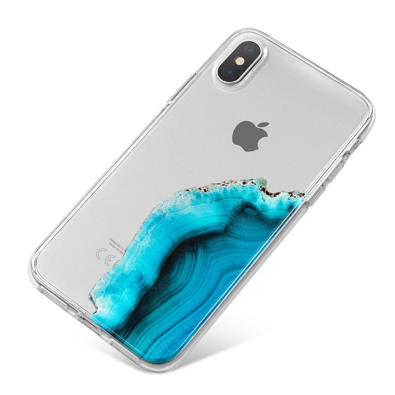 Agate Blue Turquoise iPhone X Bumper Case on Silver iPhone