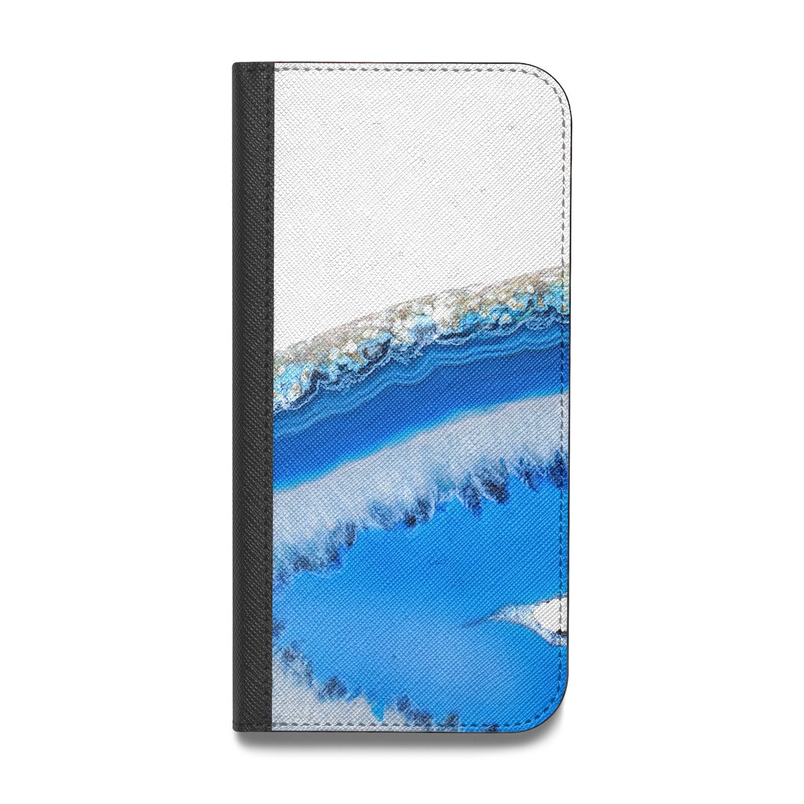 Agate Blue Vegan Leather Flip iPhone Case