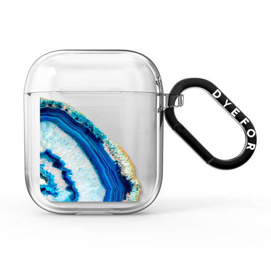 Agate Dark Blue and Turquoise AirPods Clear Case