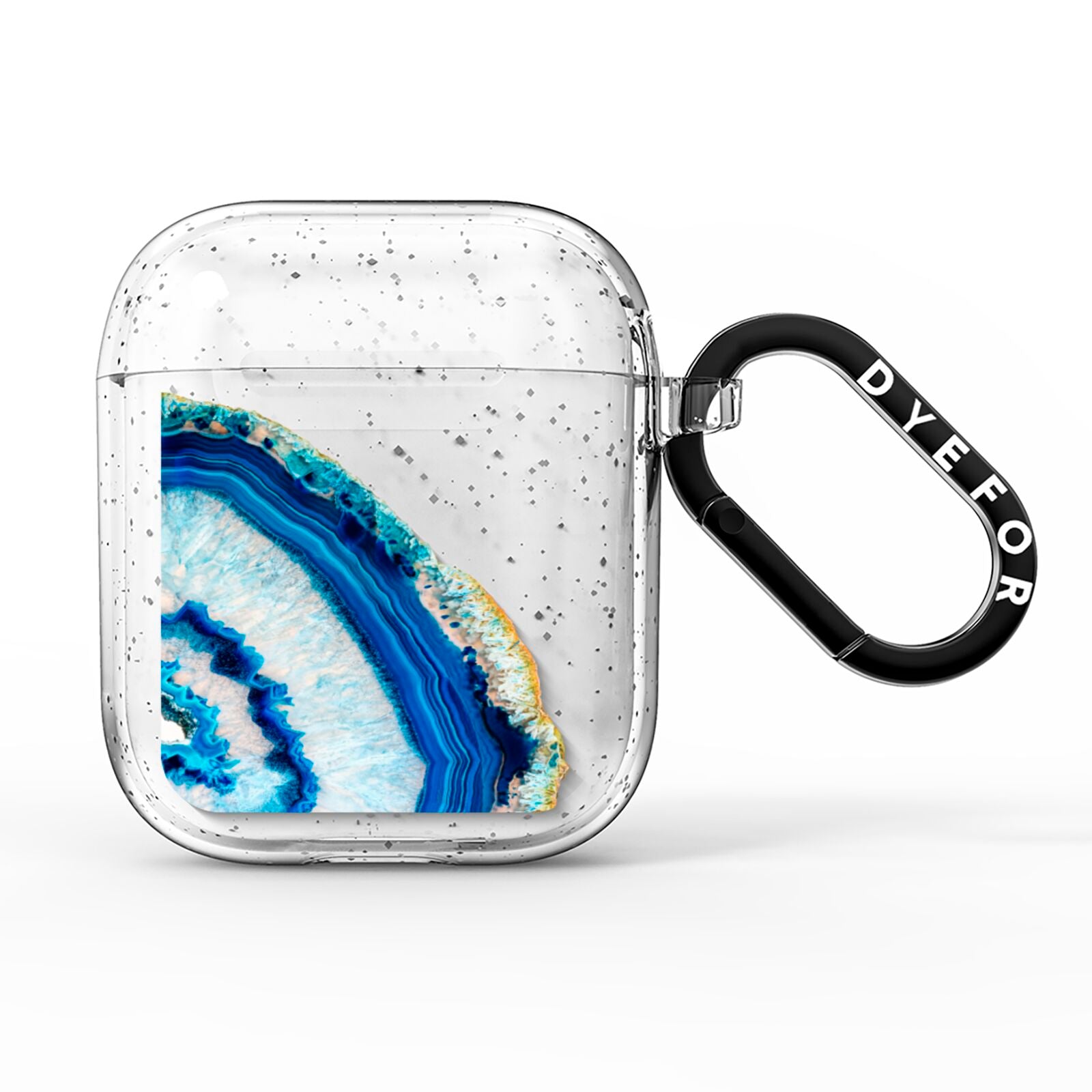 Agate Dark Blue and Turquoise AirPods Glitter Case