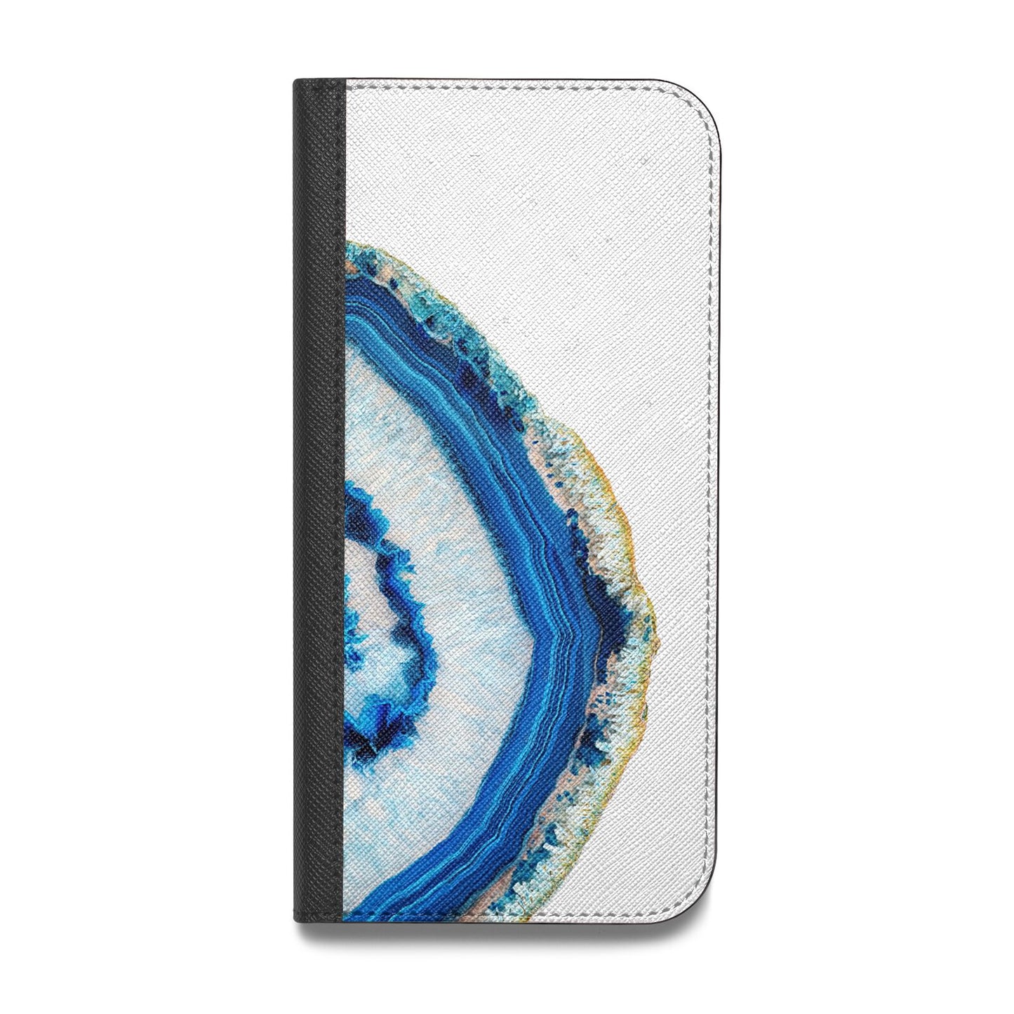 Agate Dark Blue and Turquoise Vegan Leather Flip Samsung Case