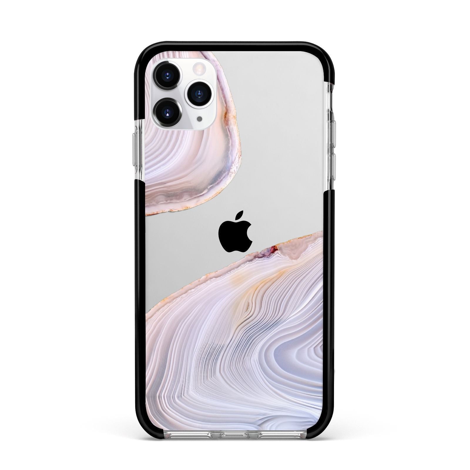 Agate Pale Pink and Blue Apple iPhone 11 Pro Max in Silver with Black Impact Case