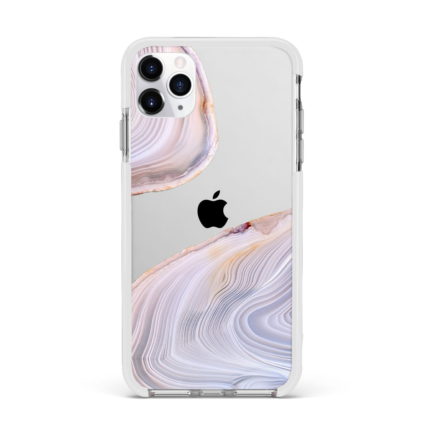 Agate Pale Pink and Blue Apple iPhone 11 Pro Max in Silver with White Impact Case