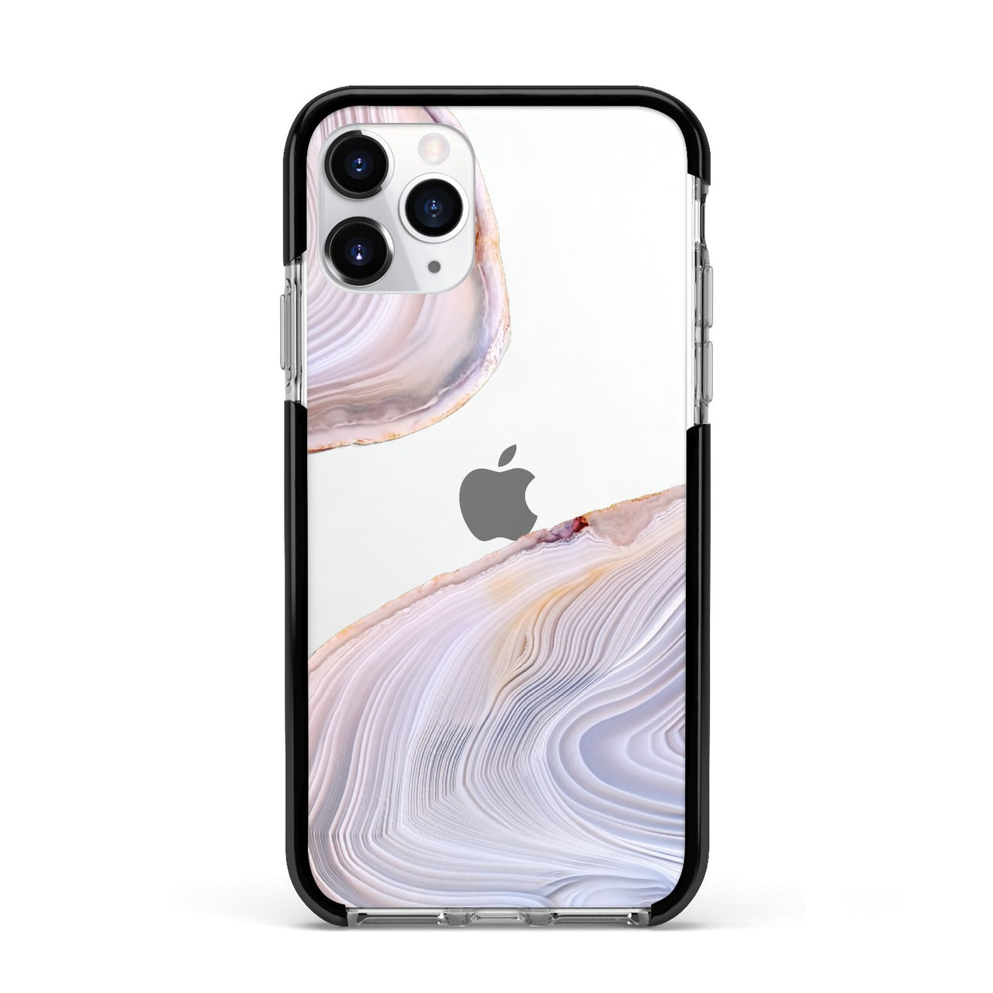 Agate Pale Pink and Blue Apple iPhone 11 Pro in Silver with Black Impact Case