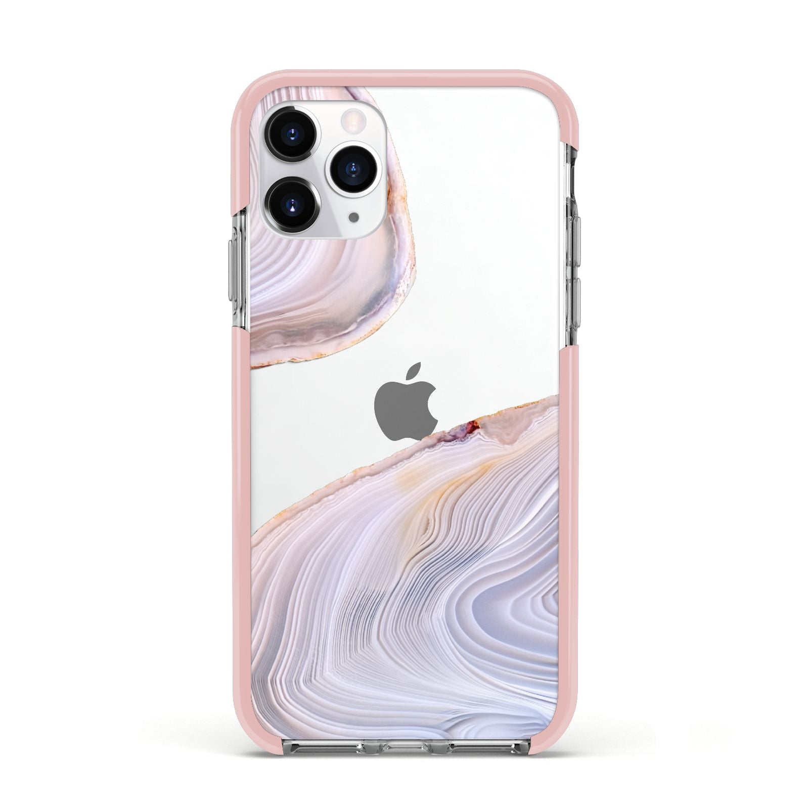 Agate Pale Pink and Blue Apple iPhone 11 Pro in Silver with Pink Impact Case