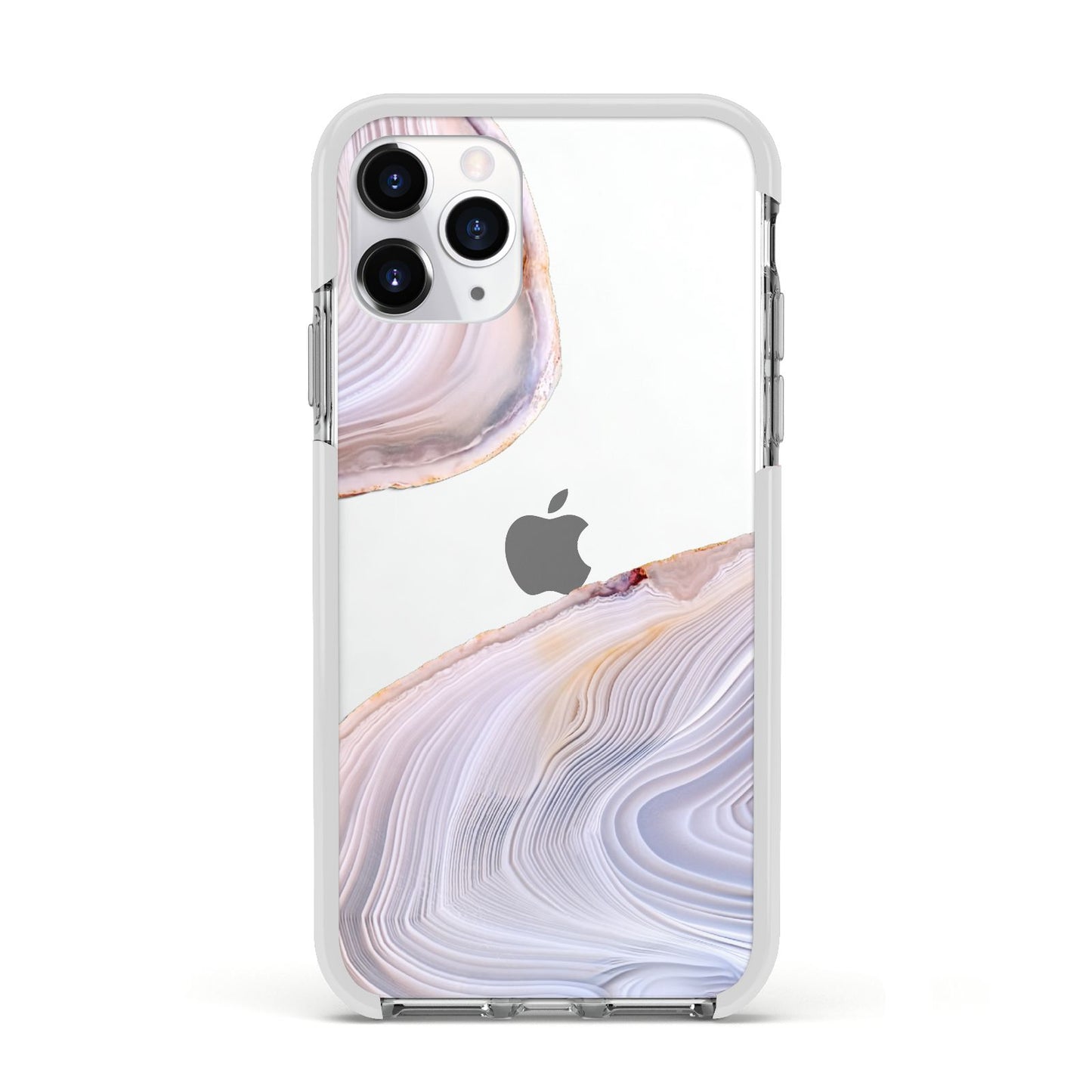 Agate Pale Pink and Blue Apple iPhone 11 Pro in Silver with White Impact Case