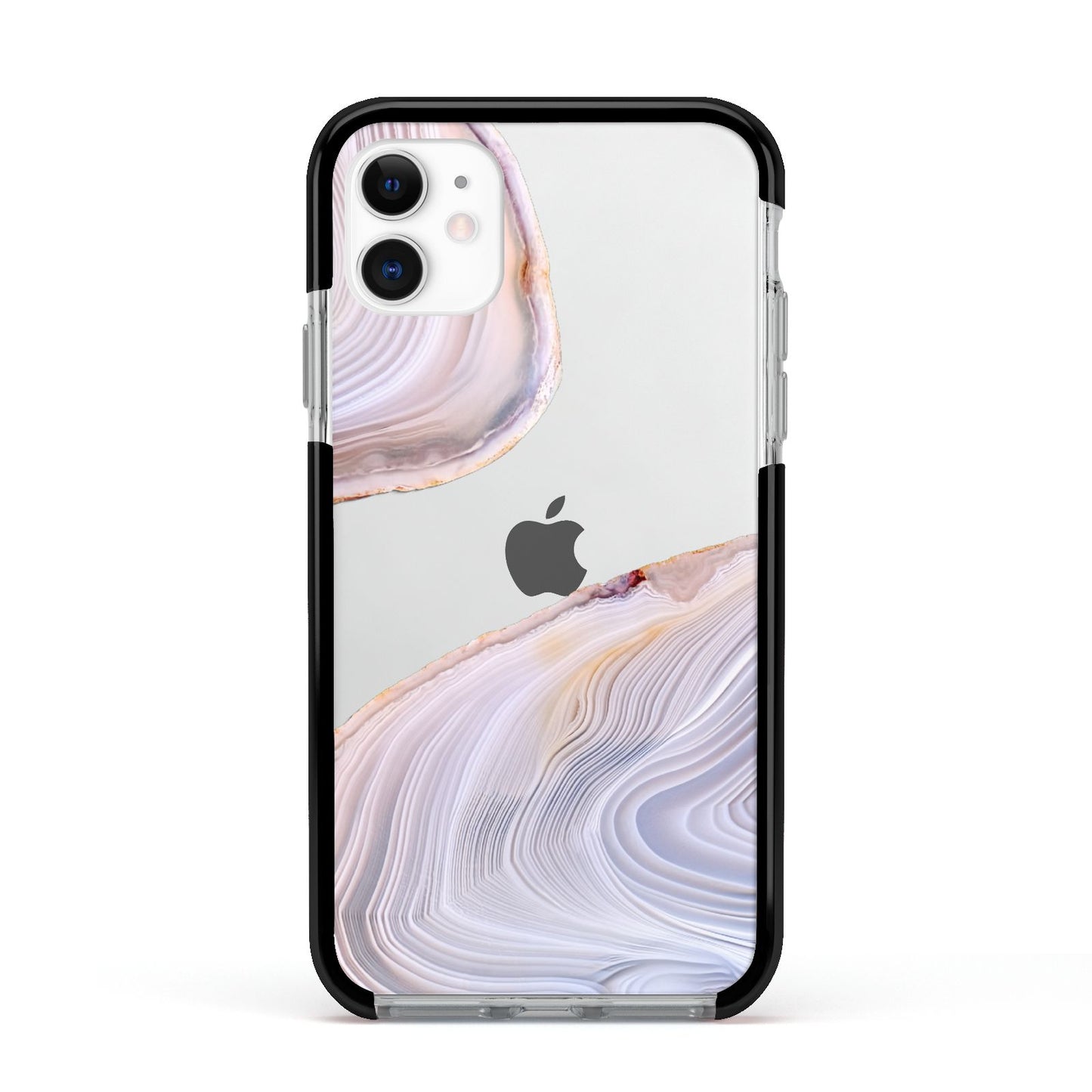 Agate Pale Pink and Blue Apple iPhone 11 in White with Black Impact Case