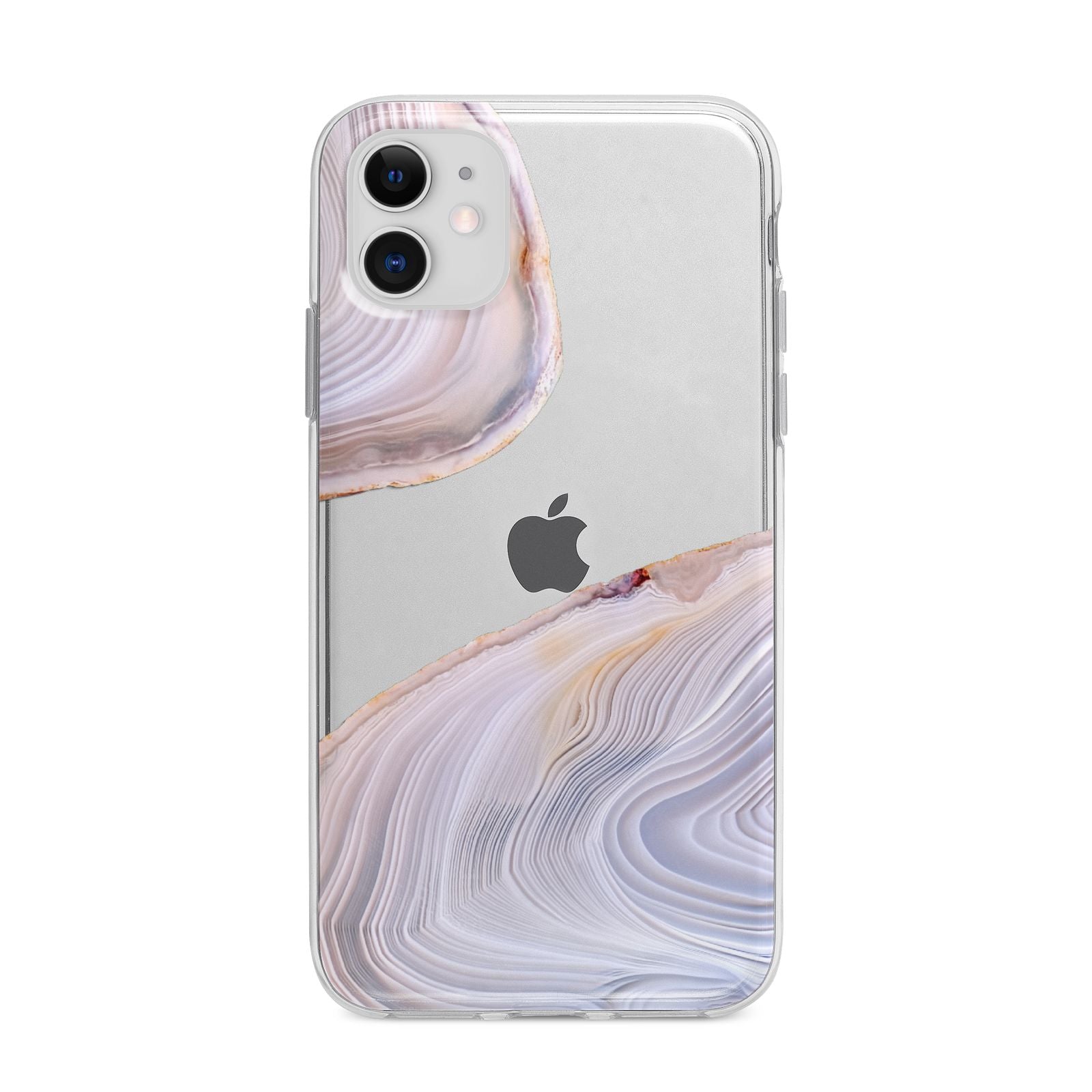 Agate Pale Pink and Blue Apple iPhone 11 in White with Bumper Case