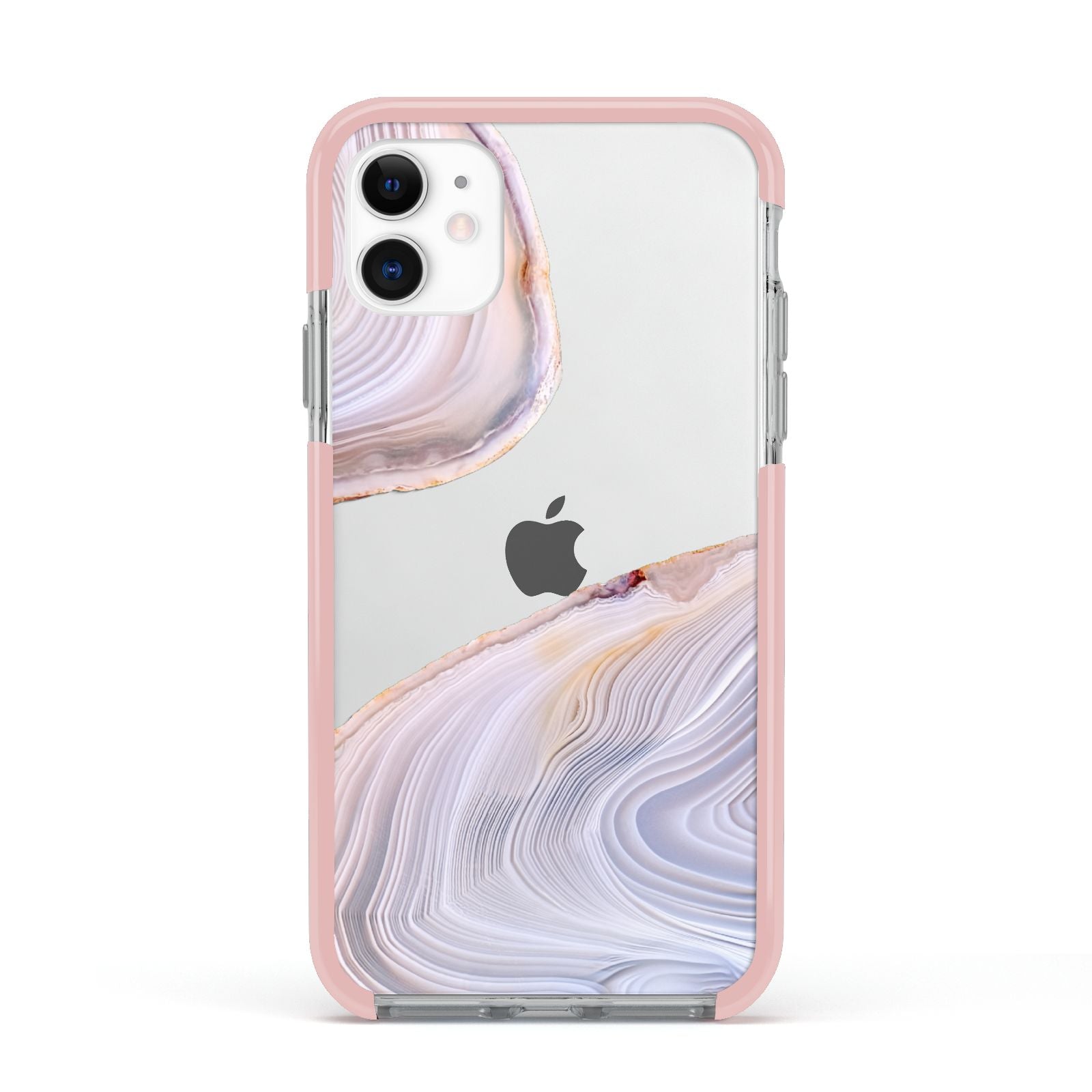 Agate Pale Pink and Blue Apple iPhone 11 in White with Pink Impact Case