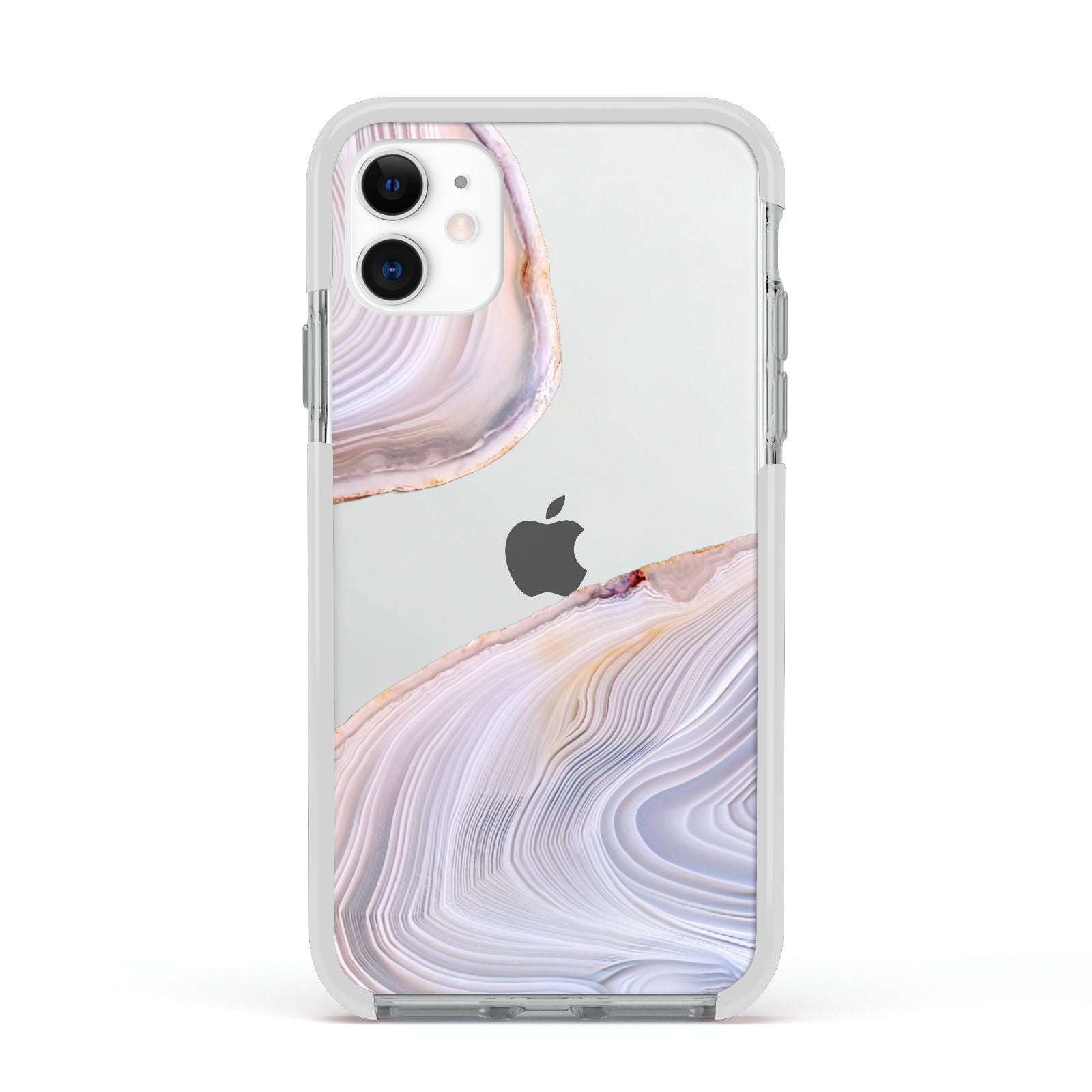 Agate Pale Pink and Blue Apple iPhone 11 in White with White Impact Case