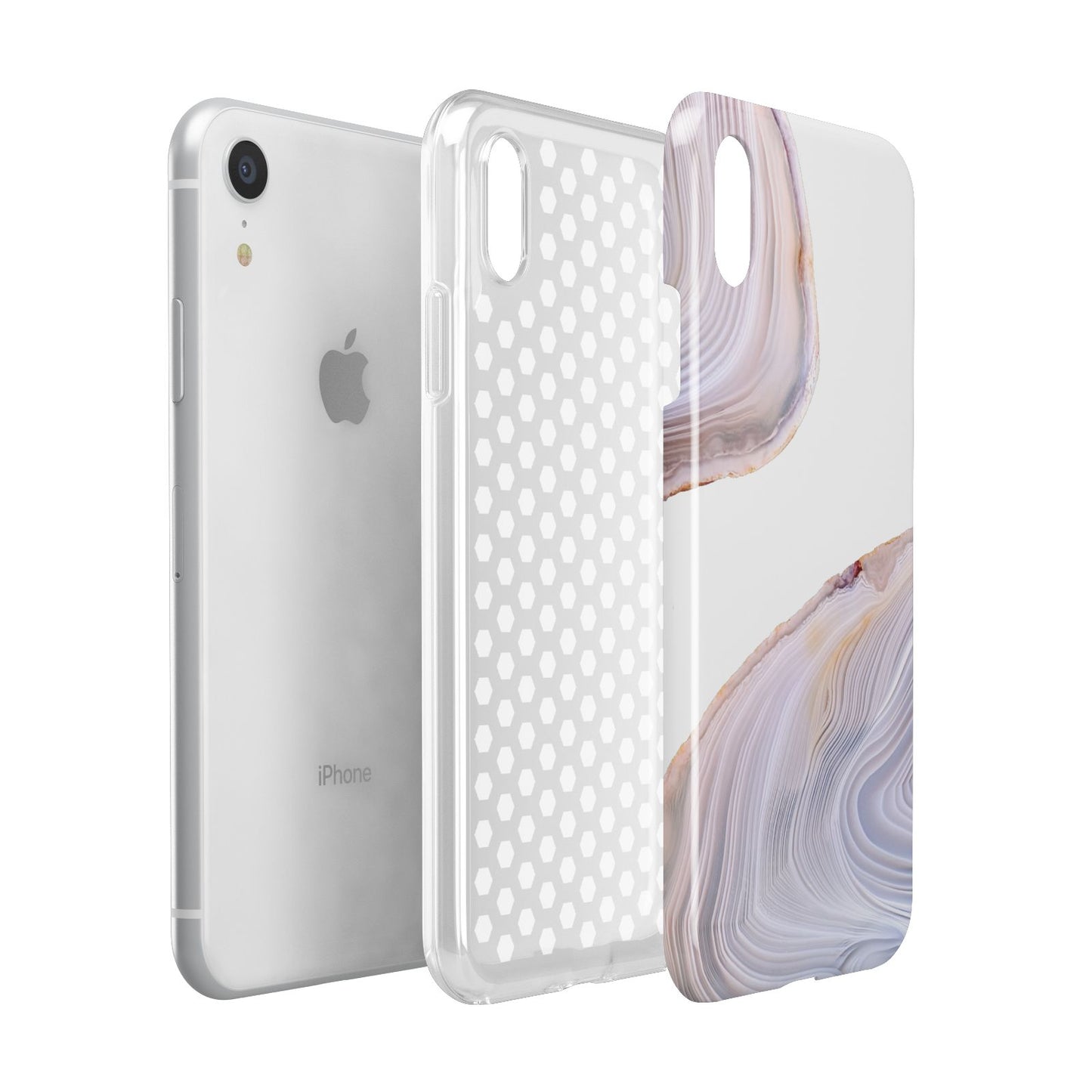 Agate Pale Pink and Blue Apple iPhone XR White 3D Tough Case Expanded view