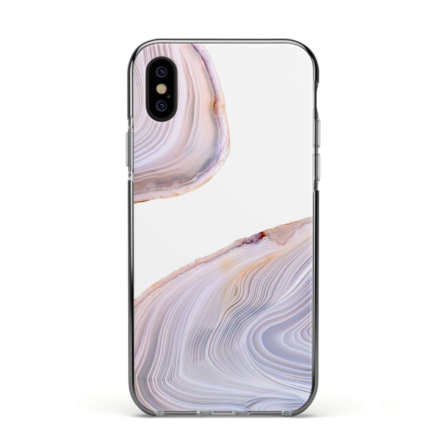 Agate Pale Pink and Blue Apple iPhone Xs Impact Case Black Edge on Black Phone