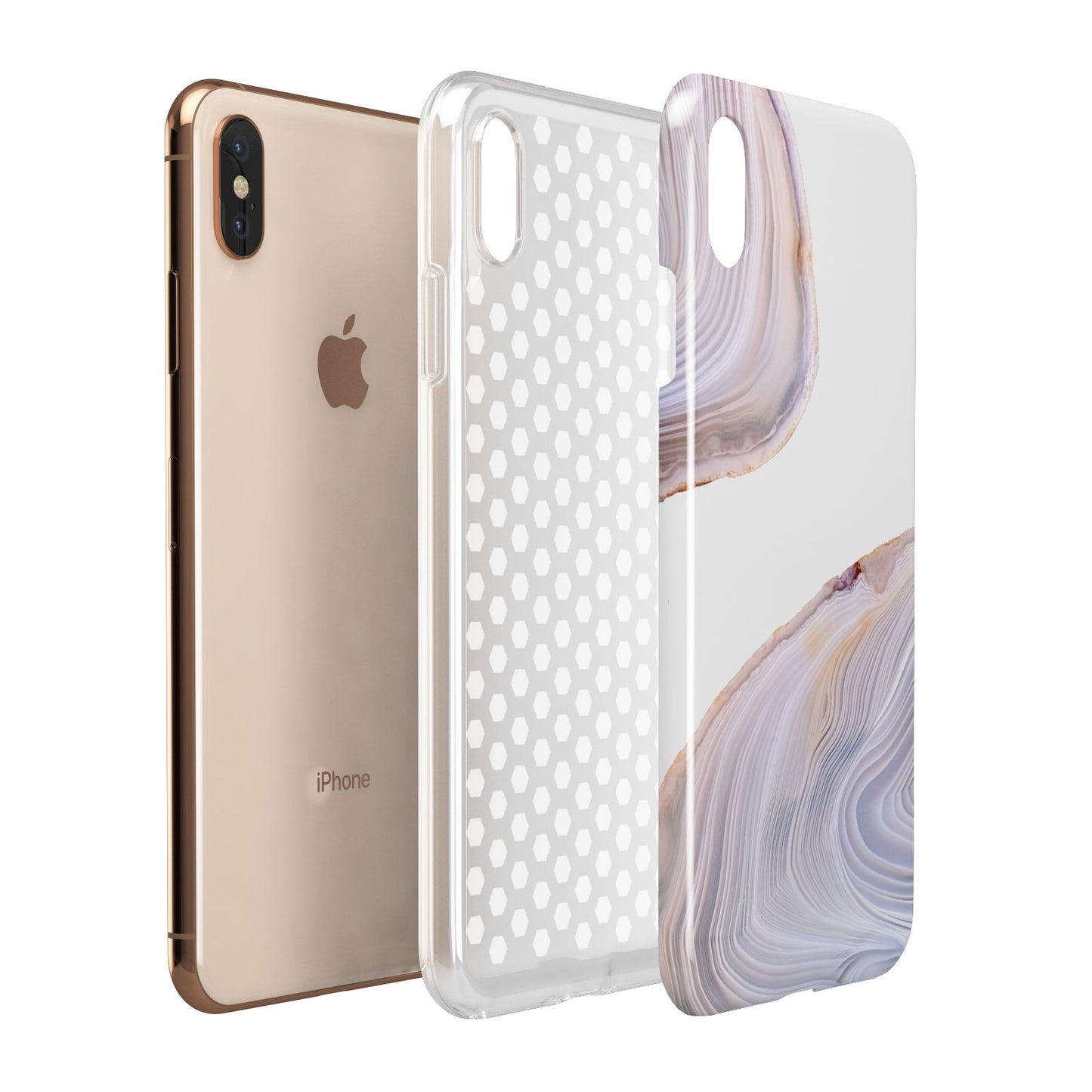 Agate Pale Pink and Blue Apple iPhone Xs Max 3D Tough Case Expanded View