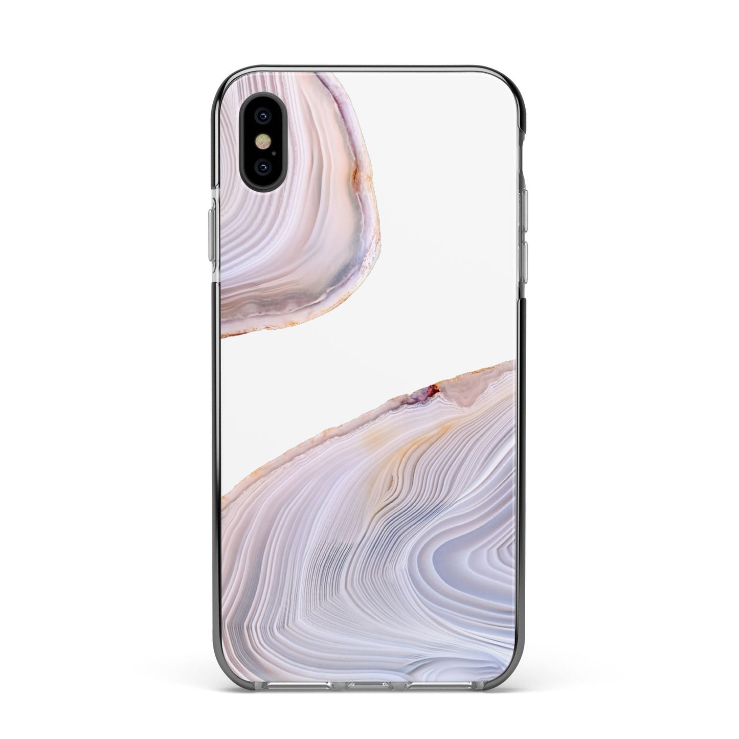 Agate Pale Pink and Blue Apple iPhone Xs Max Impact Case Black Edge on Black Phone