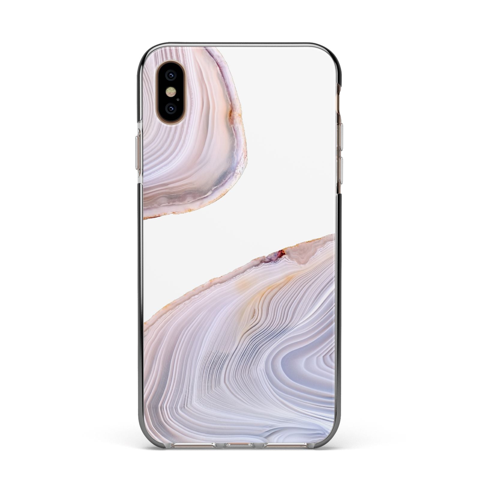 Agate Pale Pink and Blue Apple iPhone Xs Max Impact Case Black Edge on Gold Phone