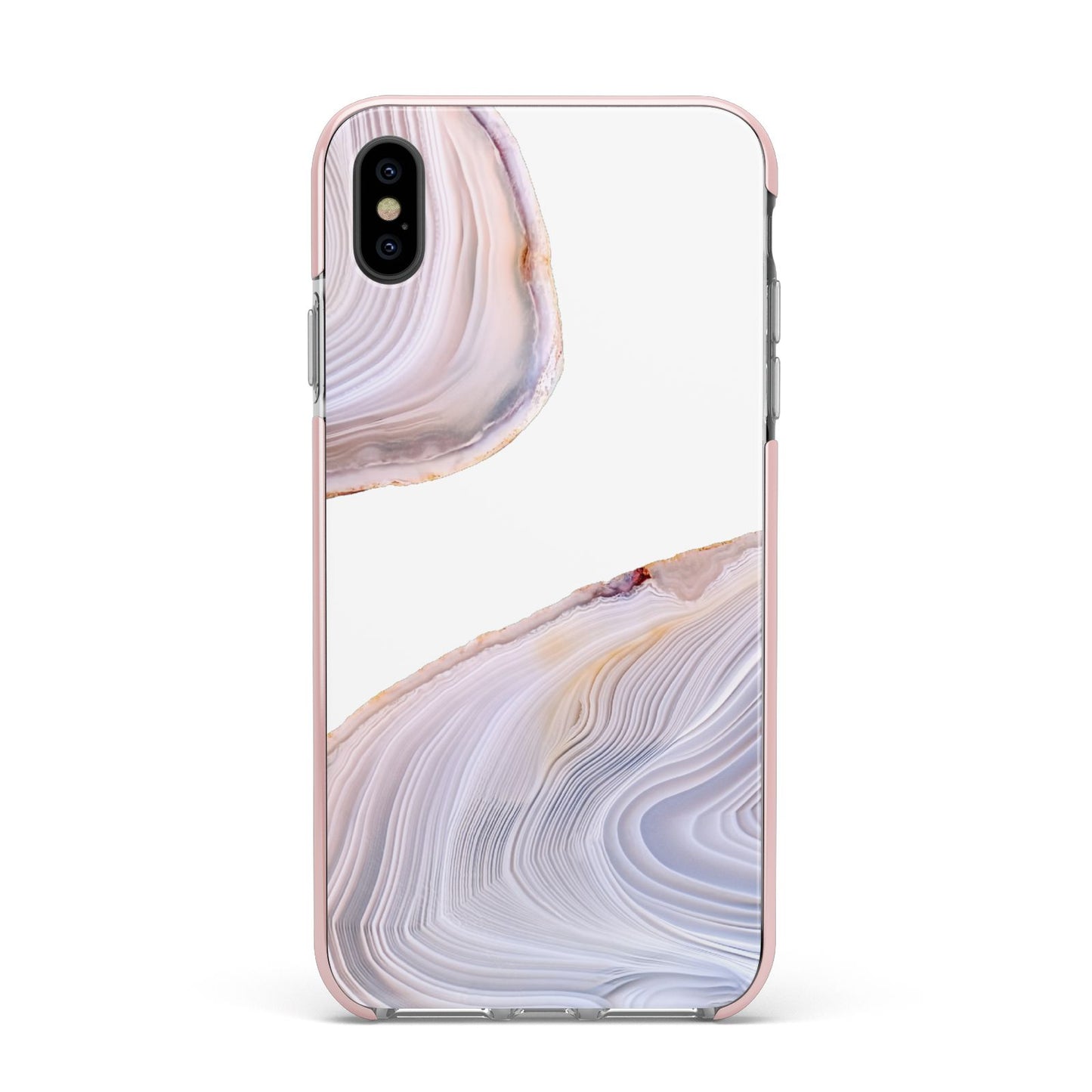 Agate Pale Pink and Blue Apple iPhone Xs Max Impact Case Pink Edge on Black Phone