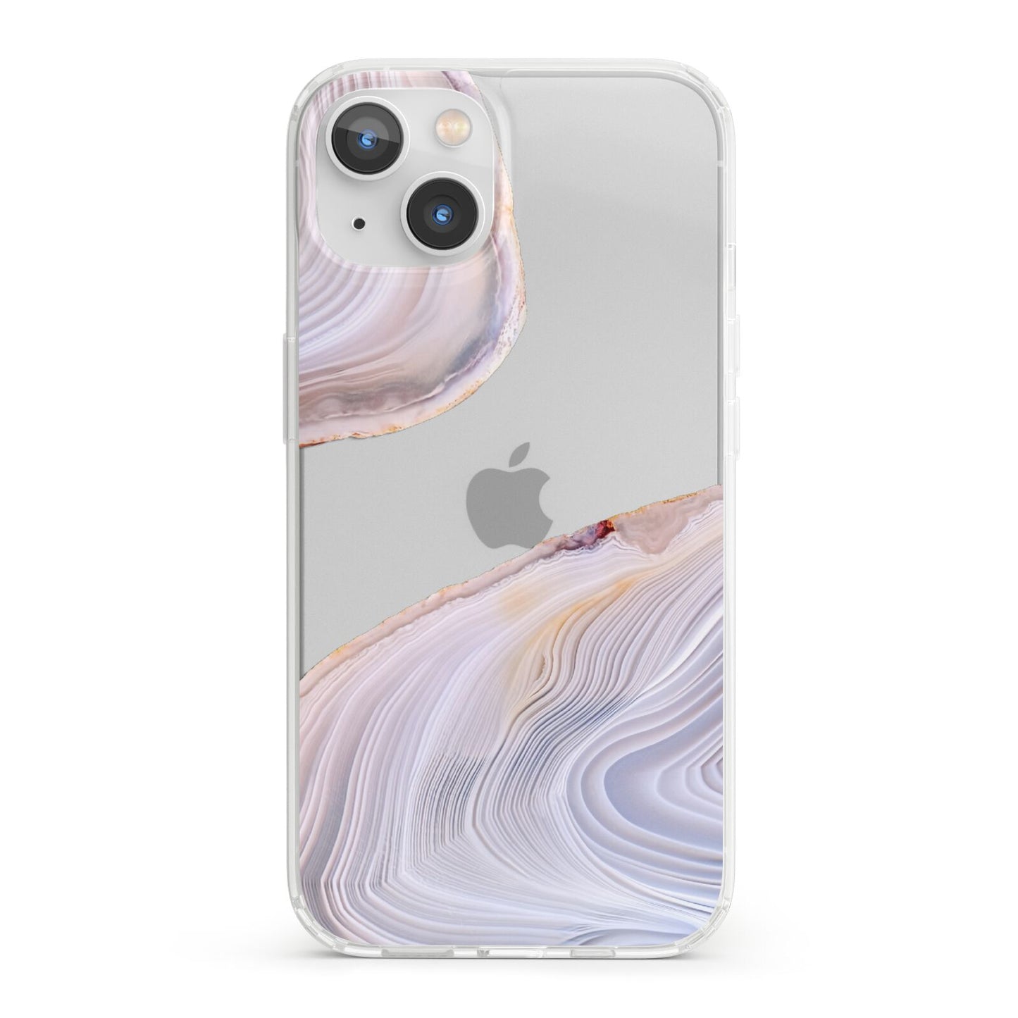 Agate Pale Pink and Blue iPhone 13 Clear Bumper Case