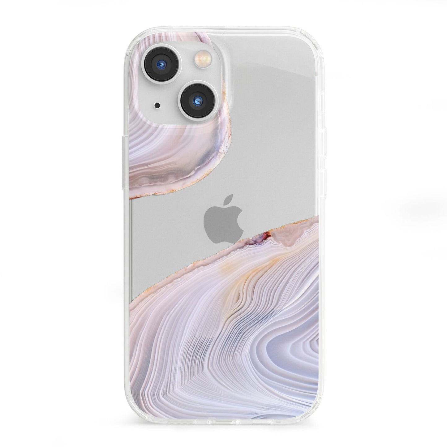 Agate Pale Pink and Blue iPhone 13 Mini Clear Bumper Case