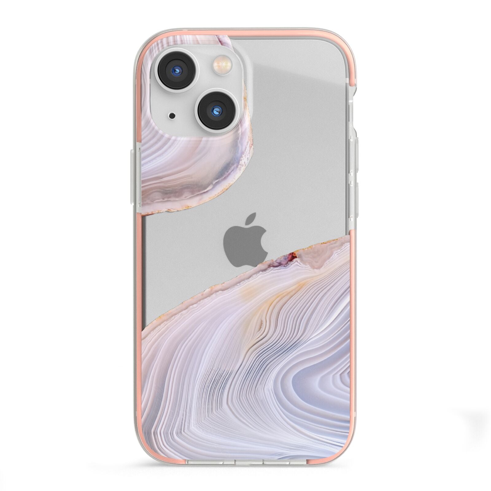 Agate Pale Pink and Blue iPhone 13 Mini TPU Impact Case with Pink Edges