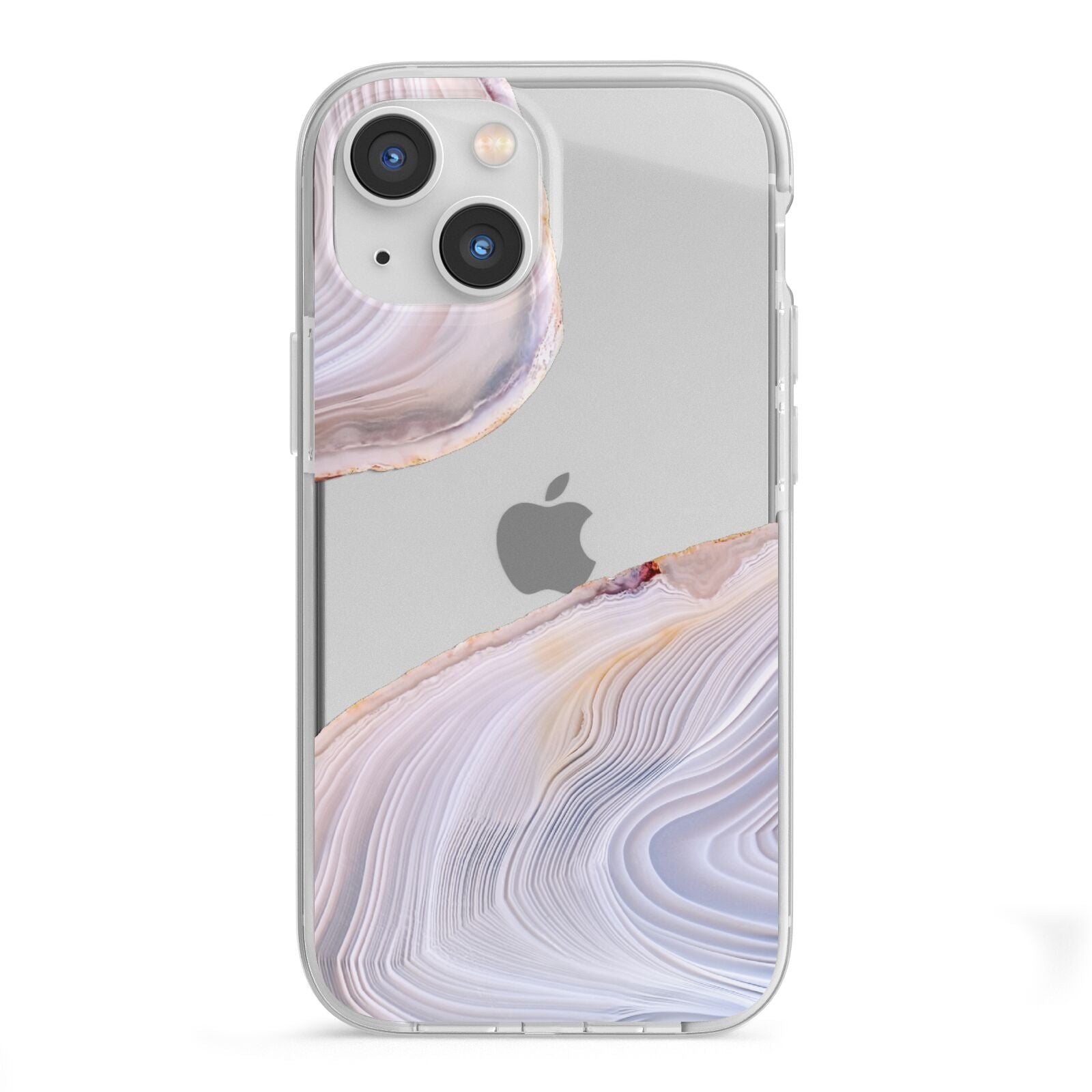 Agate Pale Pink and Blue iPhone 13 Mini TPU Impact Case with White Edges