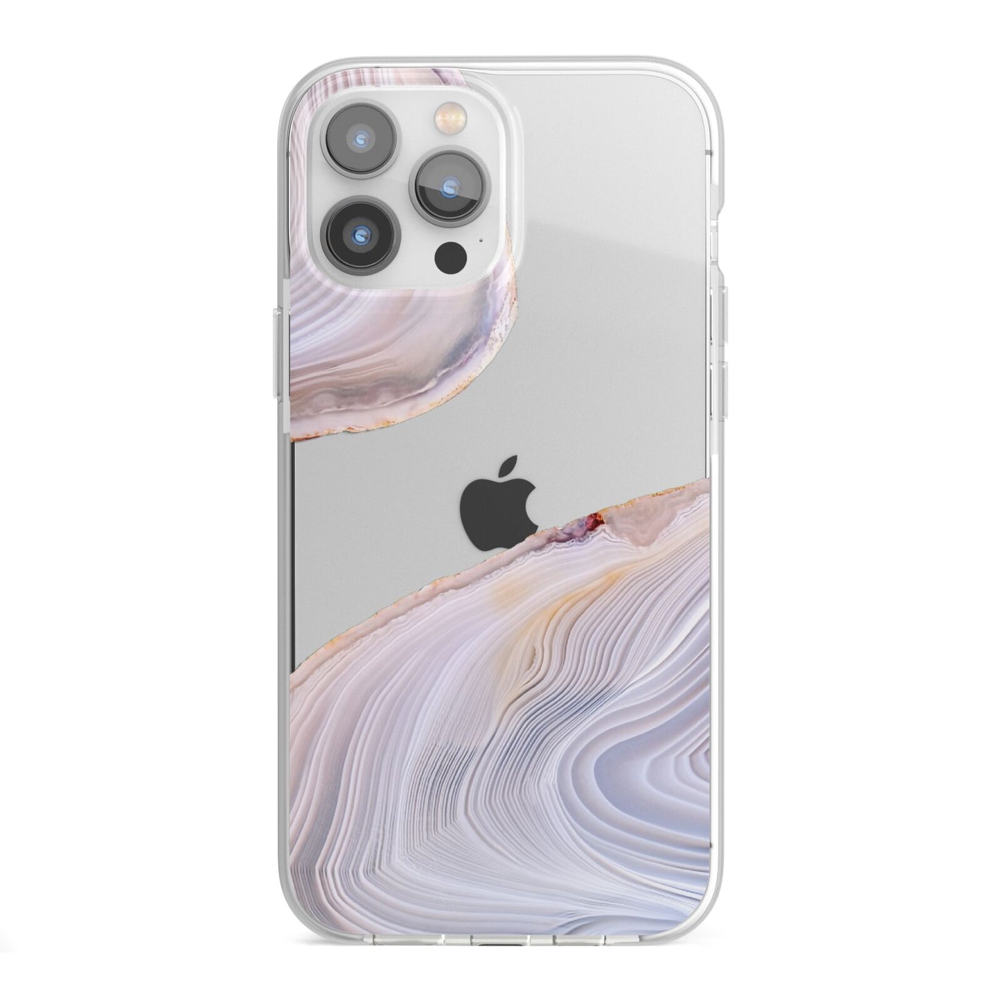 Agate Pale Pink and Blue iPhone 13 Pro Max TPU Impact Case with White Edges