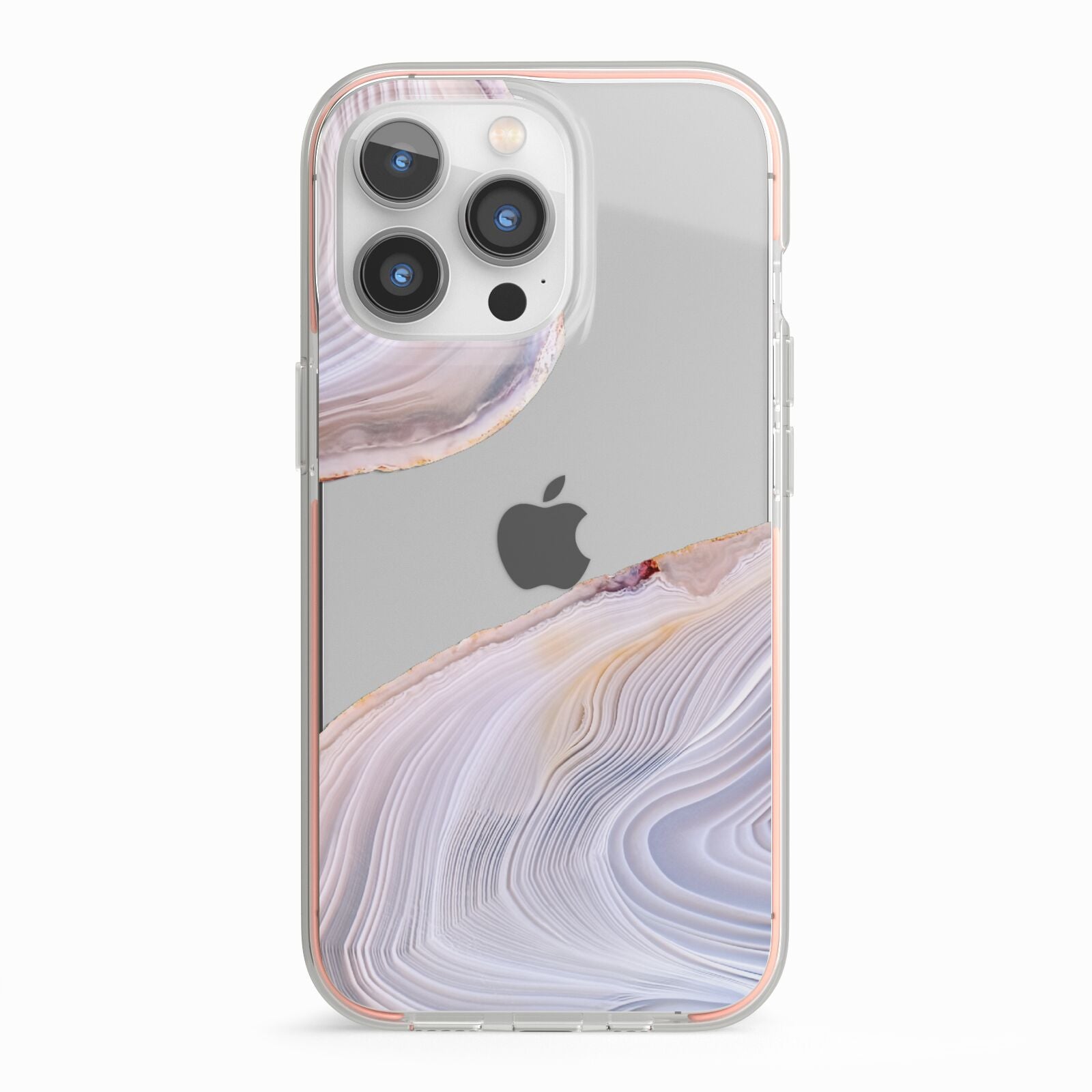 Agate Pale Pink and Blue iPhone 13 Pro TPU Impact Case with Pink Edges