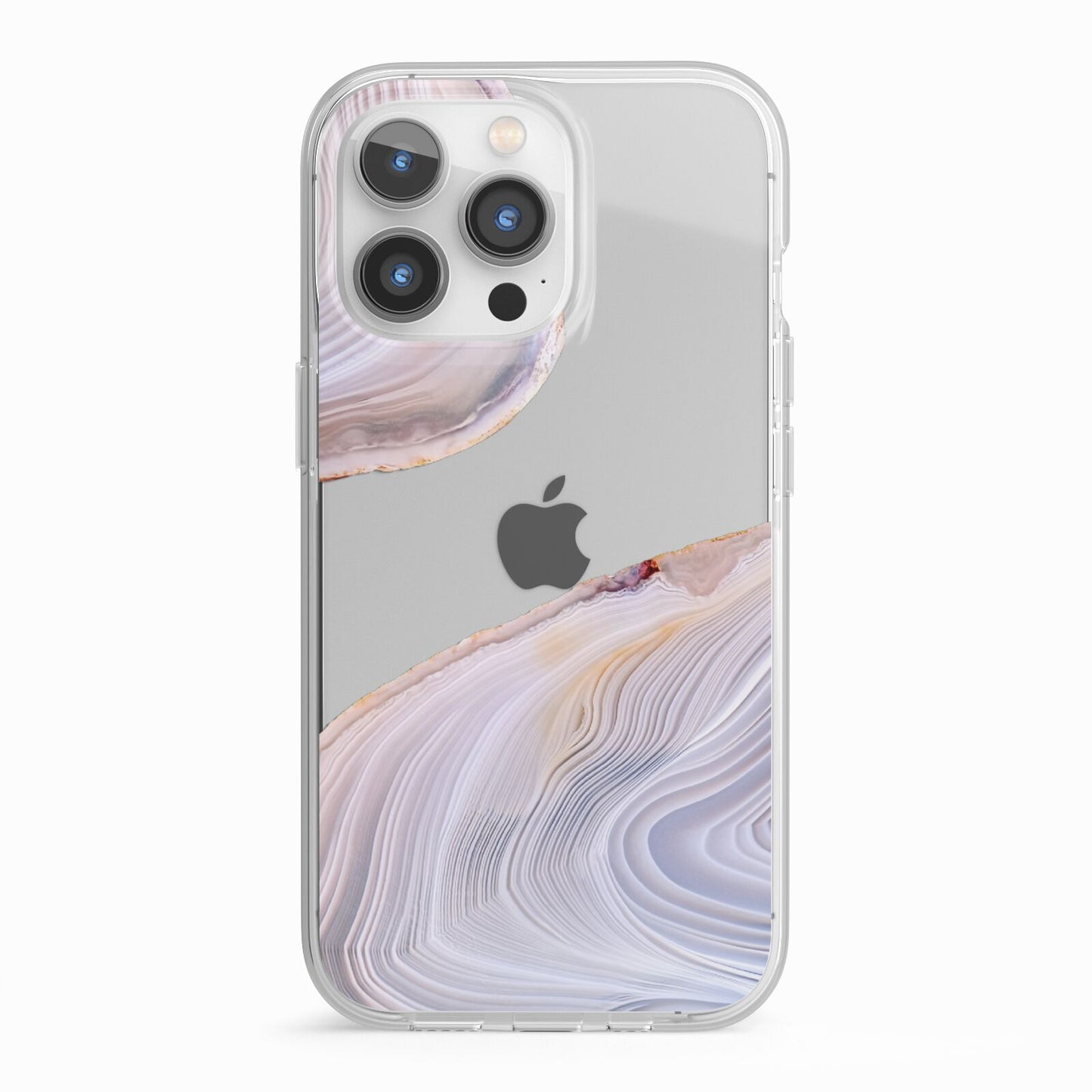 Agate Pale Pink and Blue iPhone 13 Pro TPU Impact Case with White Edges