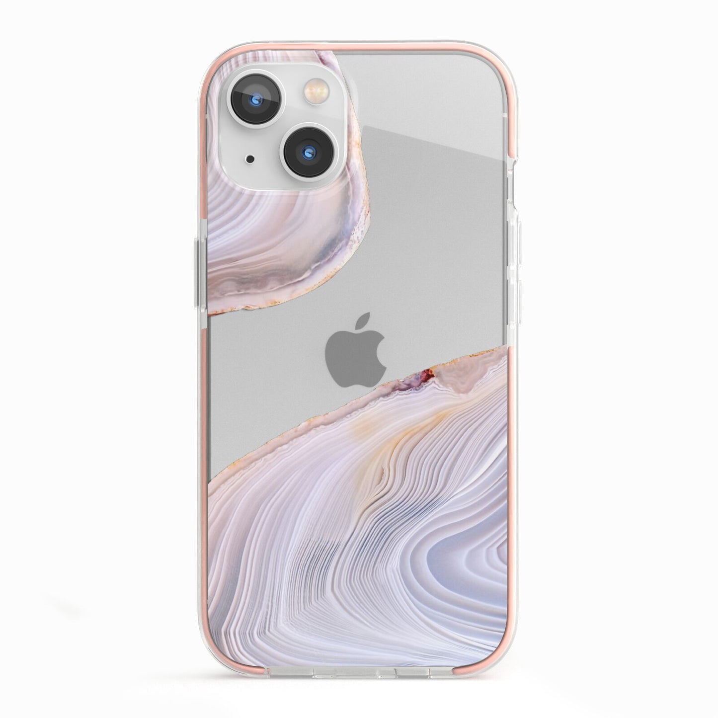 Agate Pale Pink and Blue iPhone 13 TPU Impact Case with Pink Edges