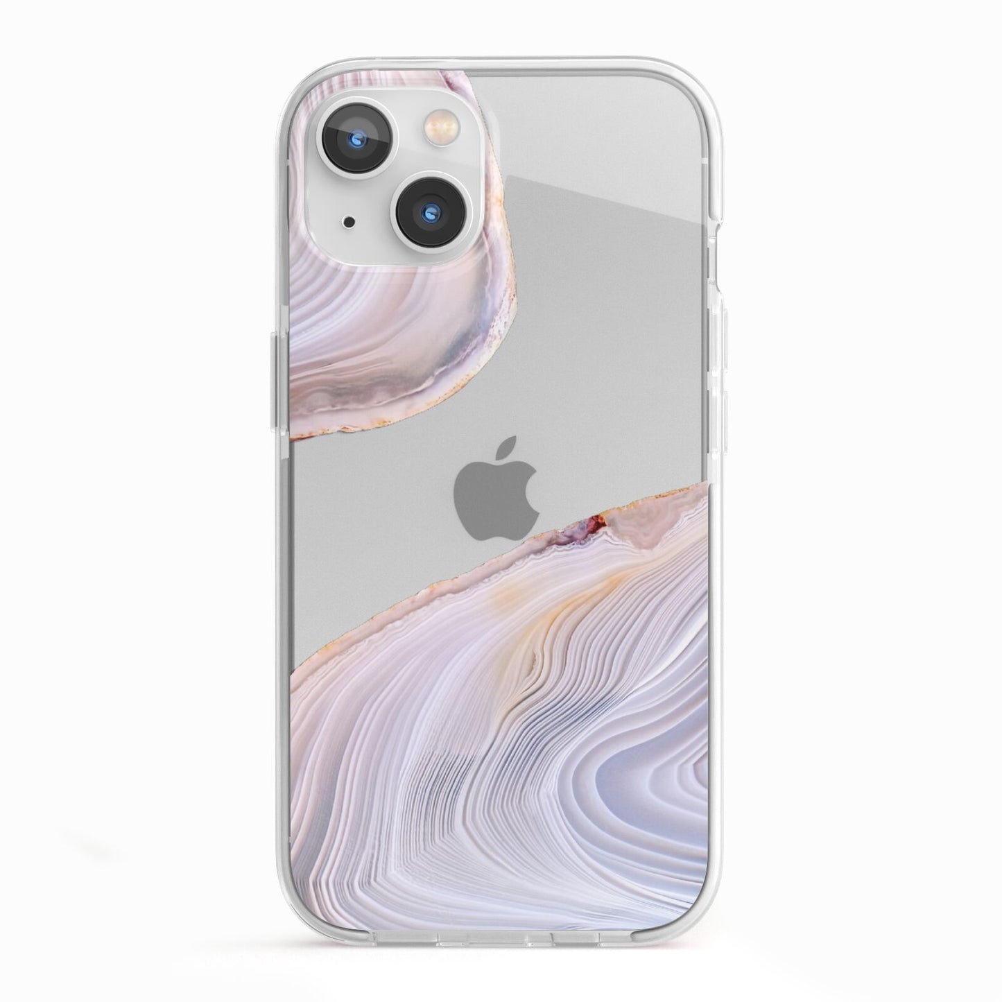 Agate Pale Pink and Blue iPhone 13 TPU Impact Case with White Edges