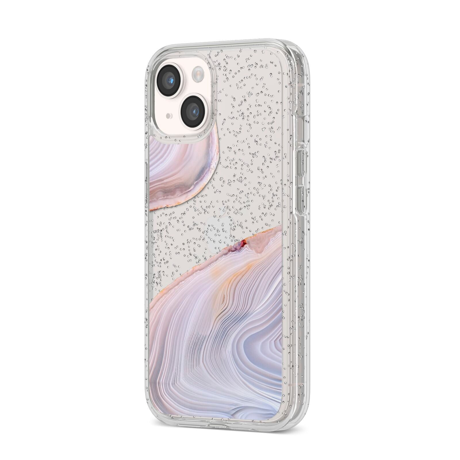 Agate Pale Pink and Blue iPhone 14 Glitter Tough Case Starlight Angled Image