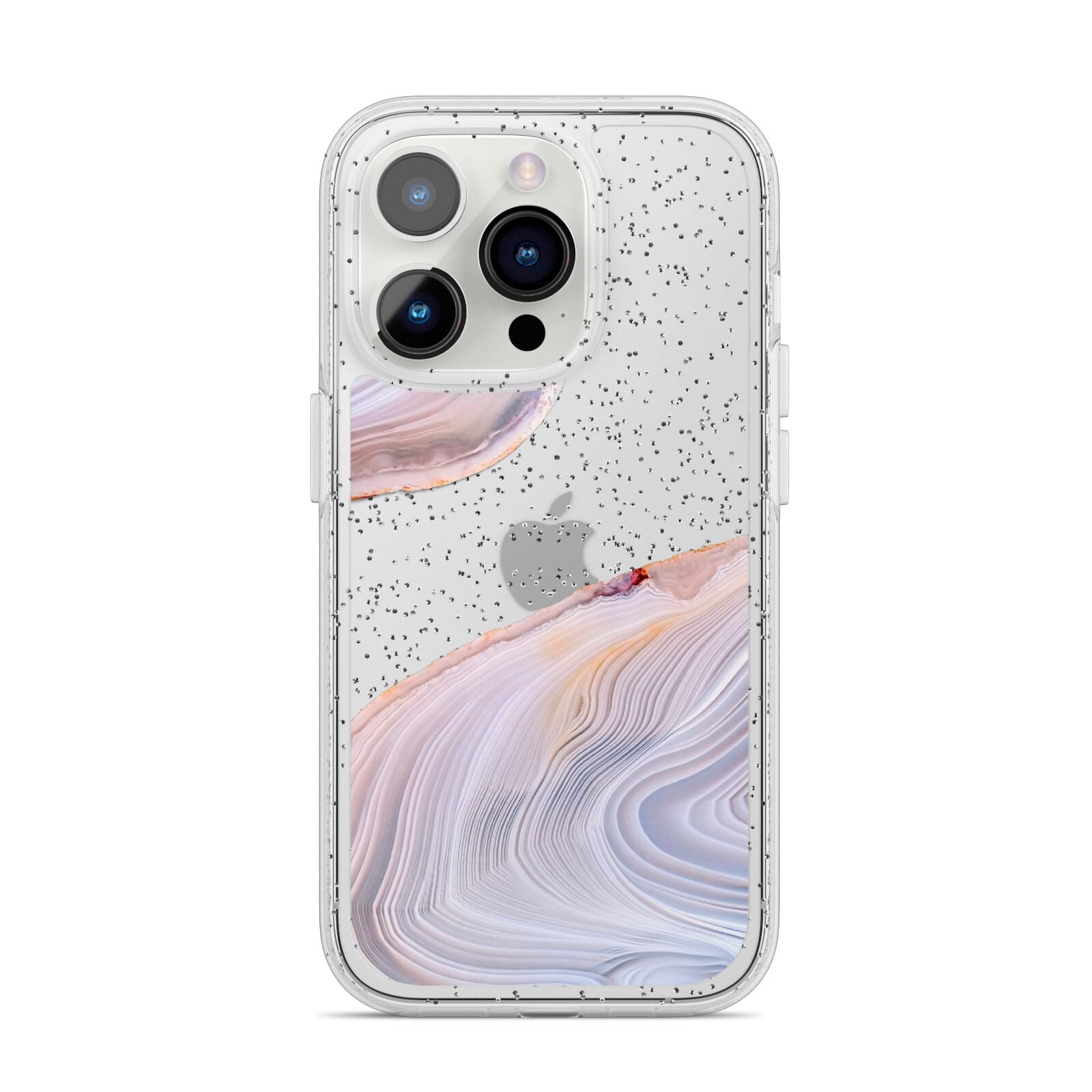 Agate Pale Pink and Blue iPhone 14 Pro Glitter Tough Case Silver