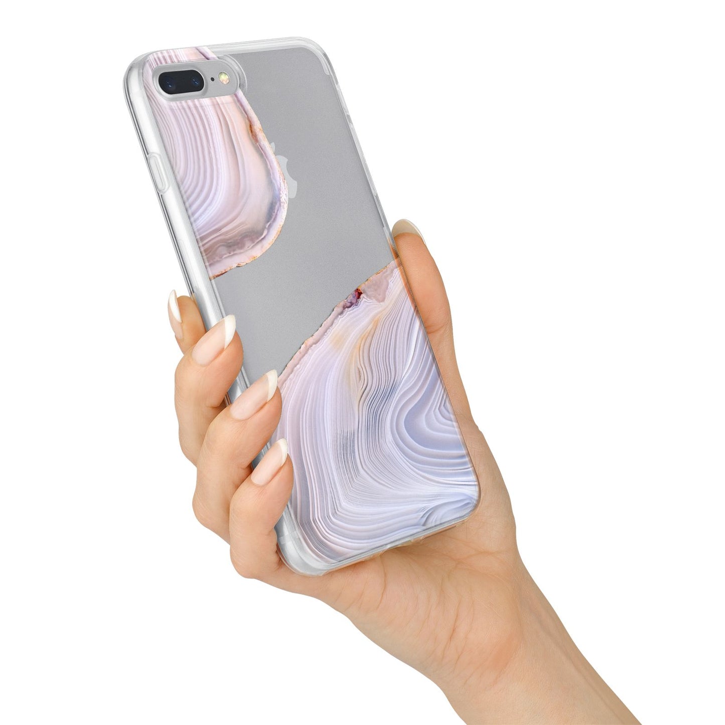 Agate Pale Pink and Blue iPhone 7 Plus Bumper Case on Silver iPhone Alternative Image