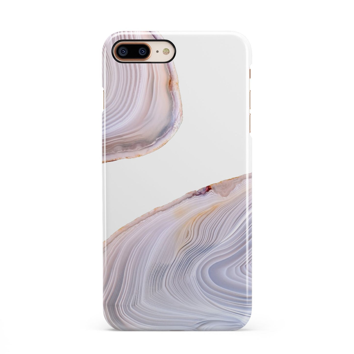 Agate Pale Pink and Blue iPhone 8 Plus 3D Snap Case on Gold Phone