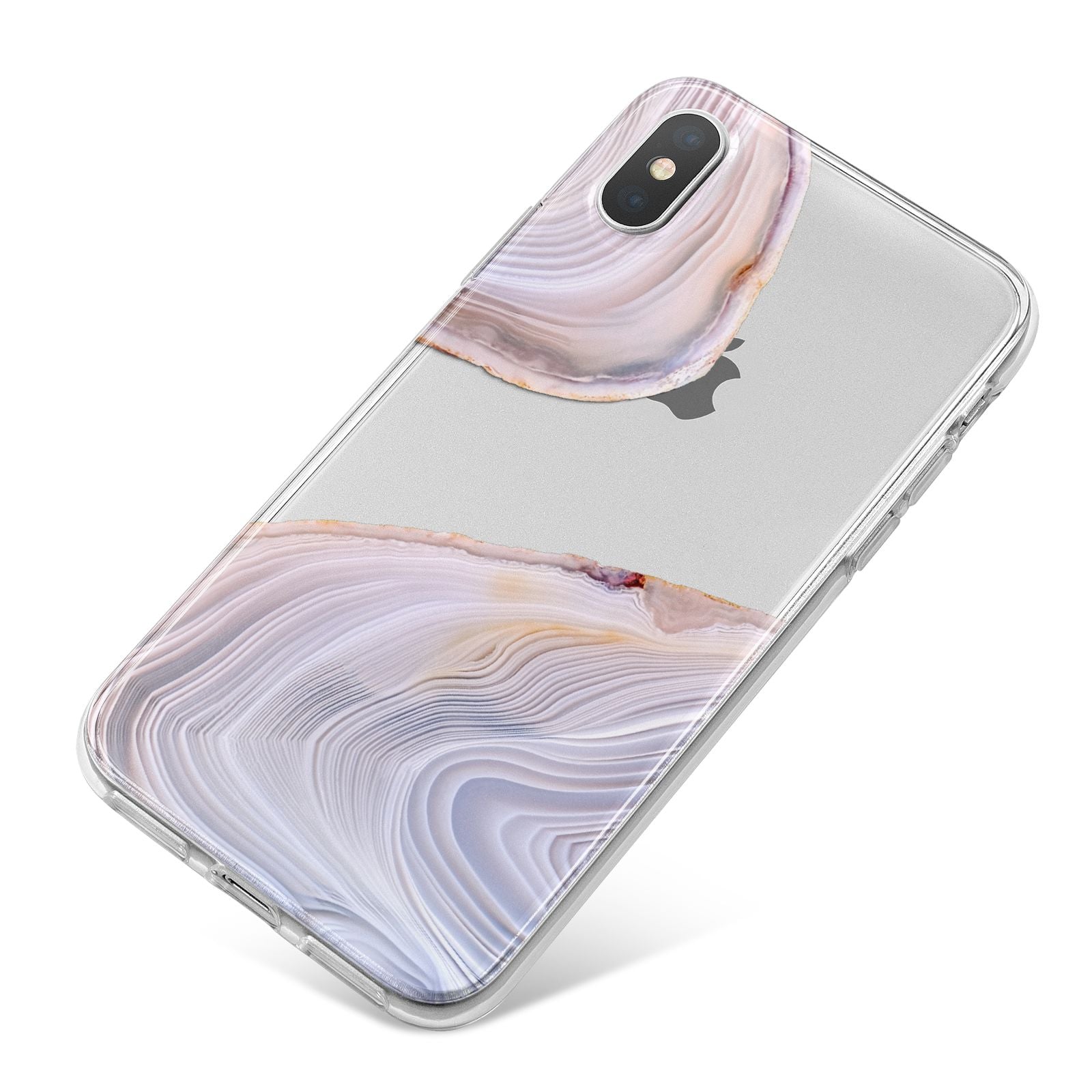 Agate Pale Pink and Blue iPhone X Bumper Case on Silver iPhone