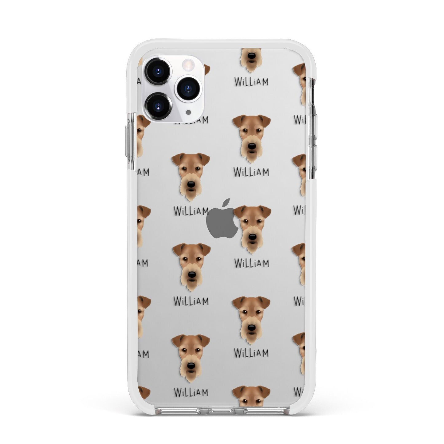 Airedale Terrier Icon with Name Apple iPhone 11 Pro Max in Silver with White Impact Case