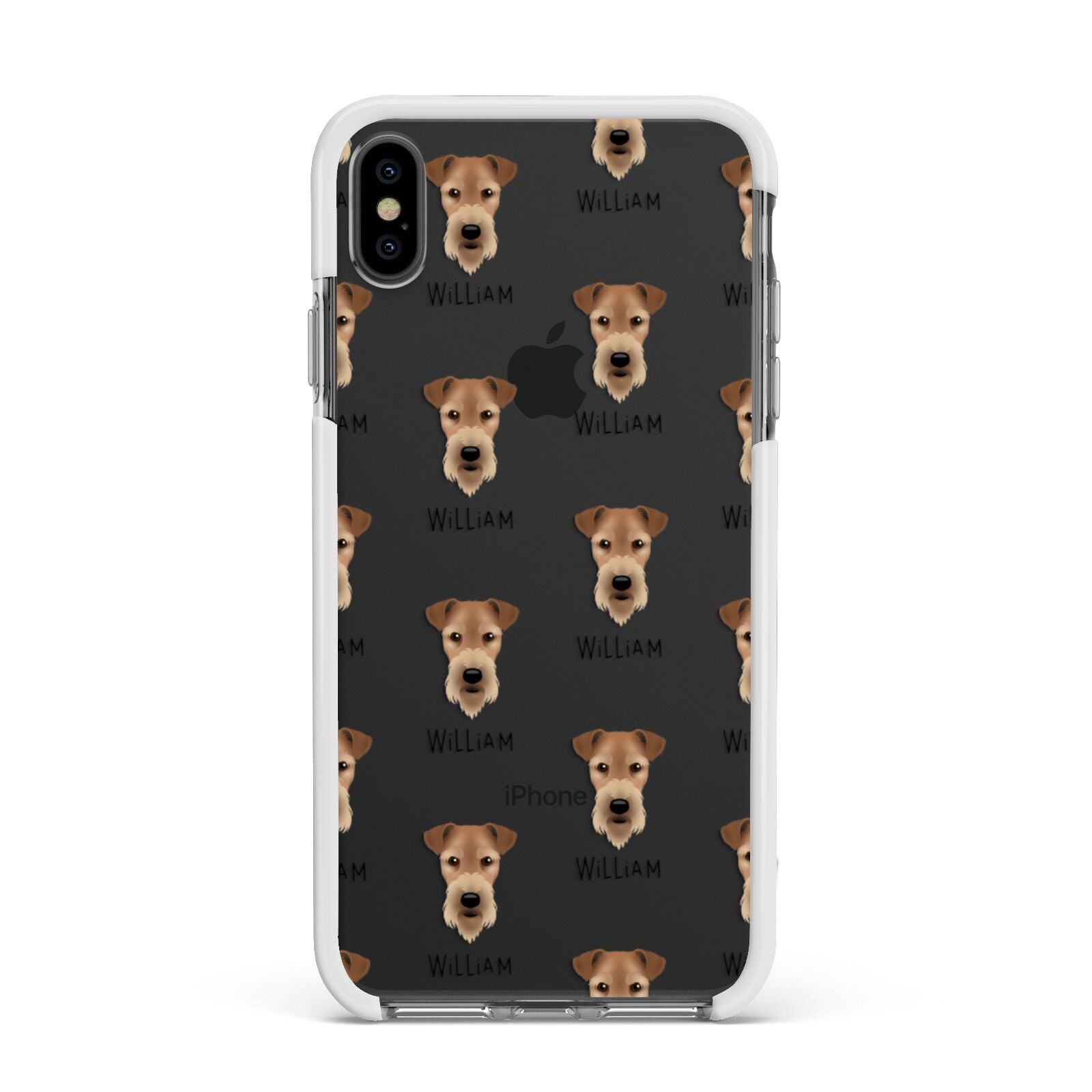 Airedale Terrier Icon with Name Apple iPhone Xs Max Impact Case White Edge on Black Phone