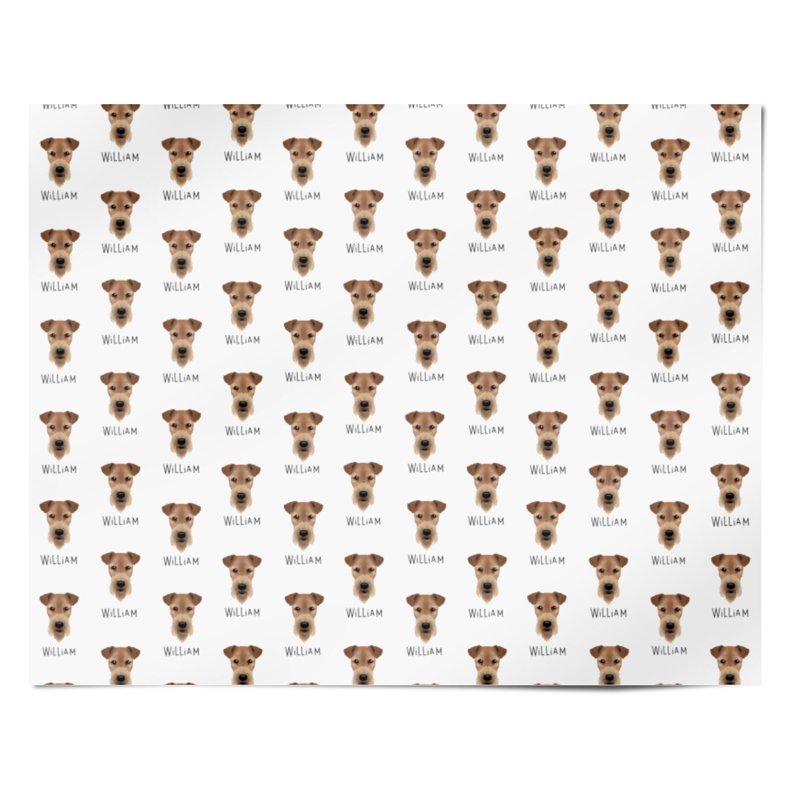 Airedale Terrier Icon with Name Personalised Wrapping Paper Alternative