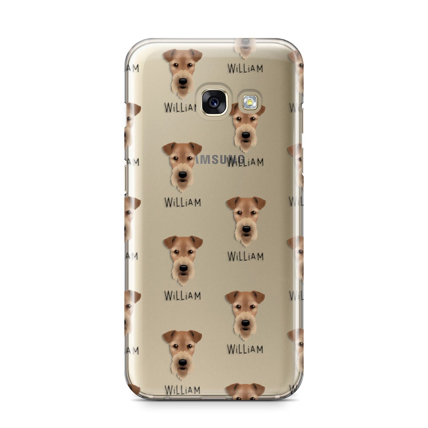 Airedale Terrier Icon with Name Samsung Galaxy A3 2017 Case on gold phone