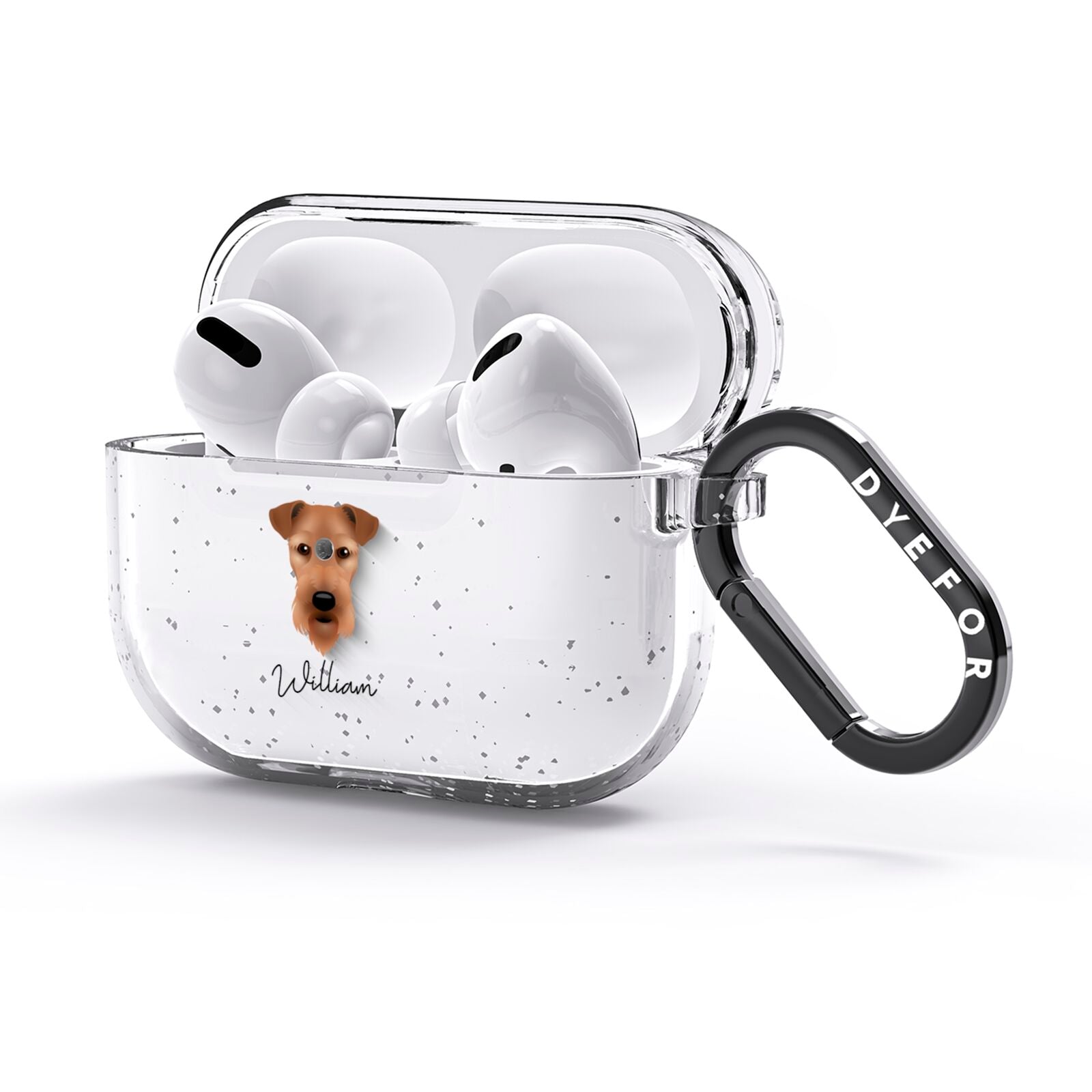 Airedale Terrier Personalised AirPods Glitter Case 3rd Gen Side Image