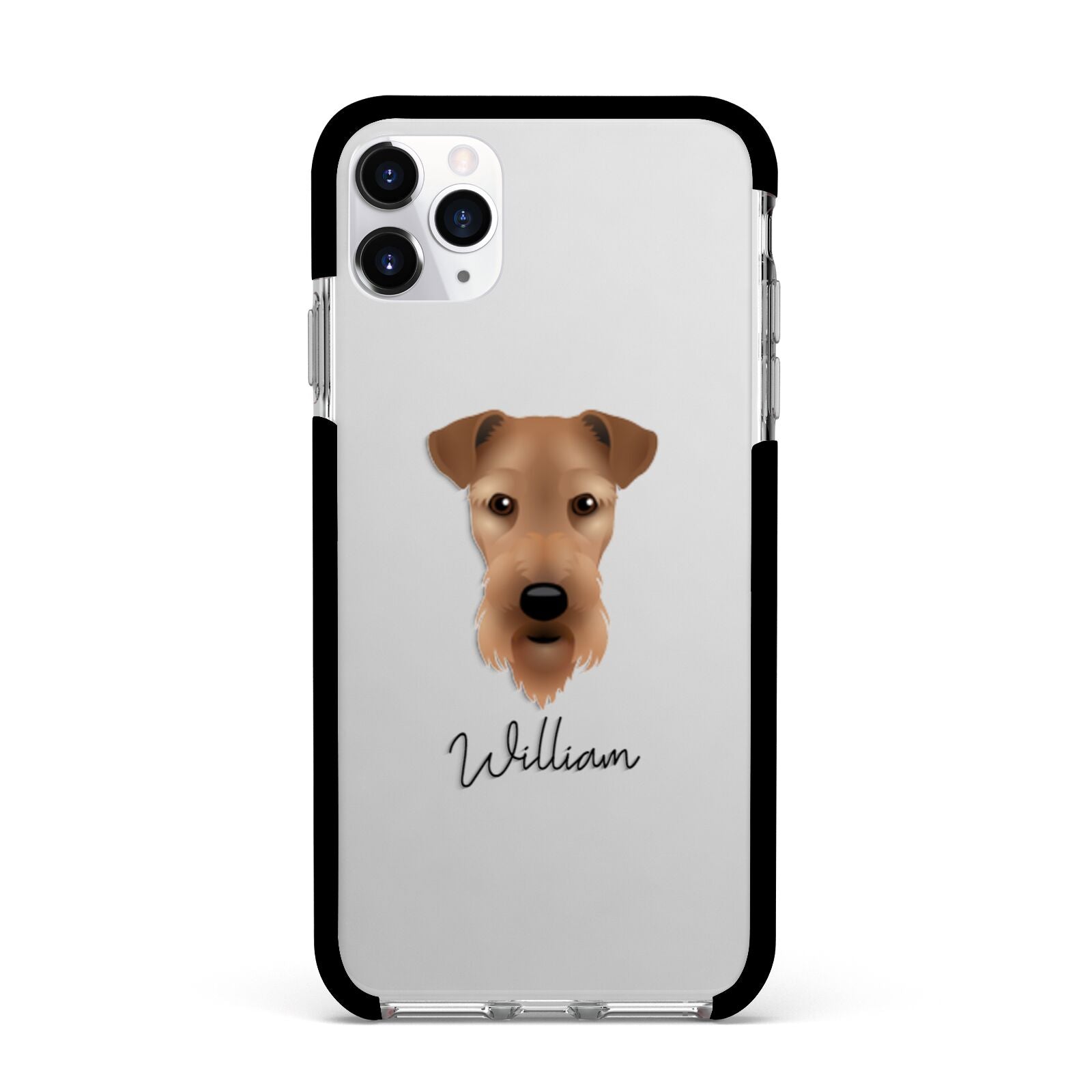 Airedale Terrier Personalised Apple iPhone 11 Pro Max in Silver with Black Impact Case
